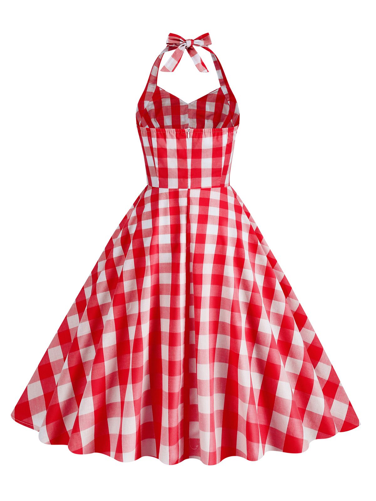 Plaid Halter Swing Dress