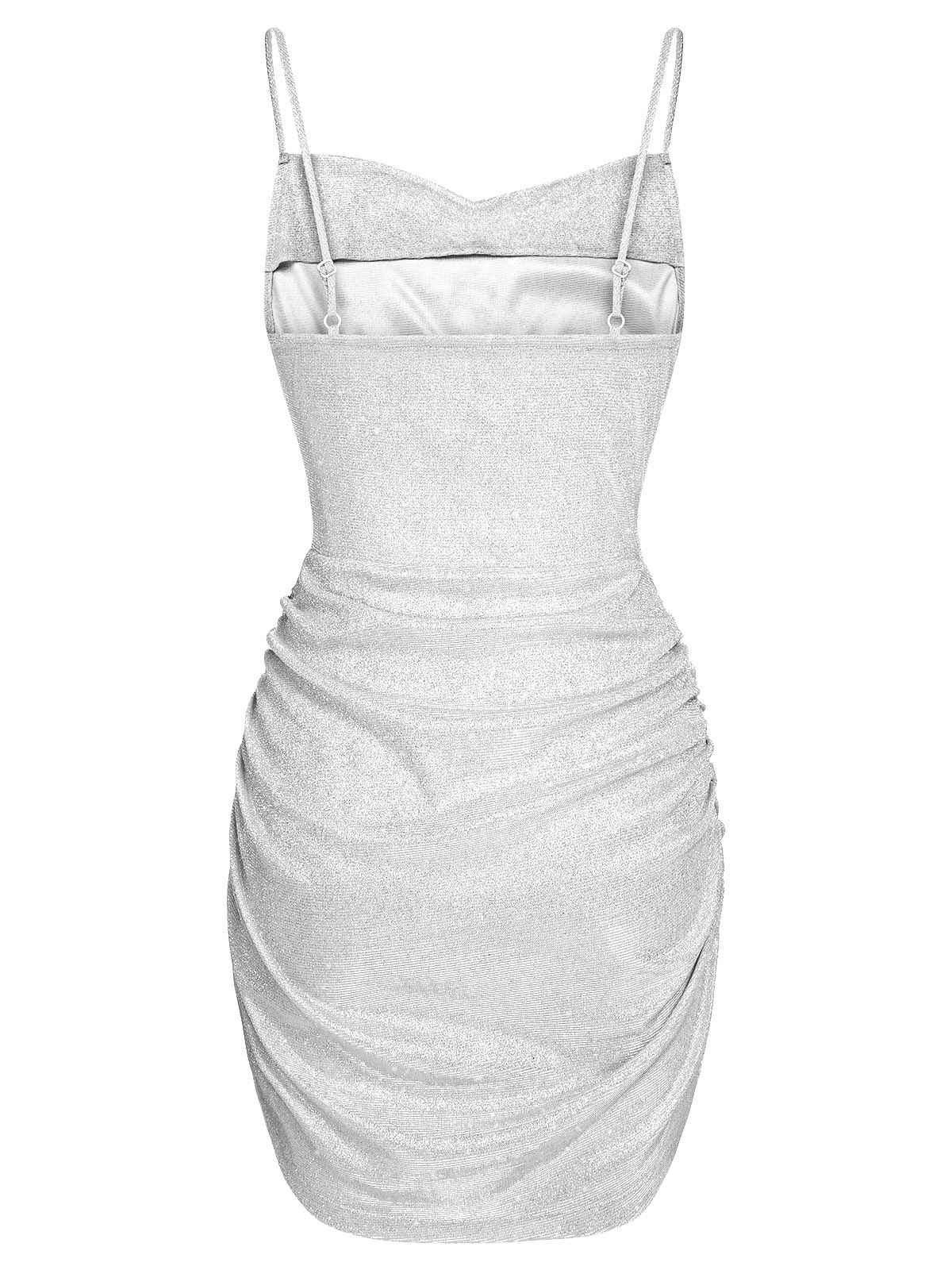 Silver  Spaghetti Strap Sparkling Mini Dress