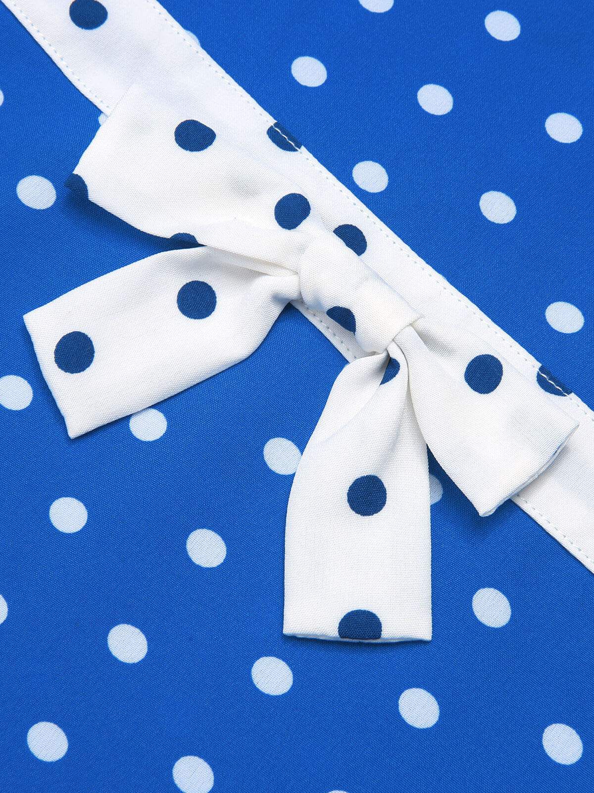 Blue & White Polka Dot Lapel Dress