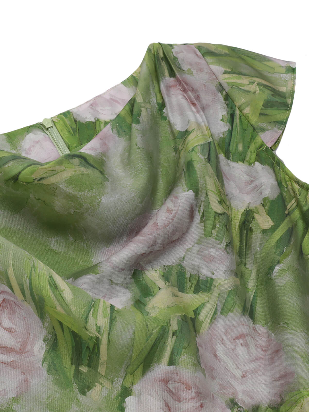 Green  Oil-Painting Rose Dress