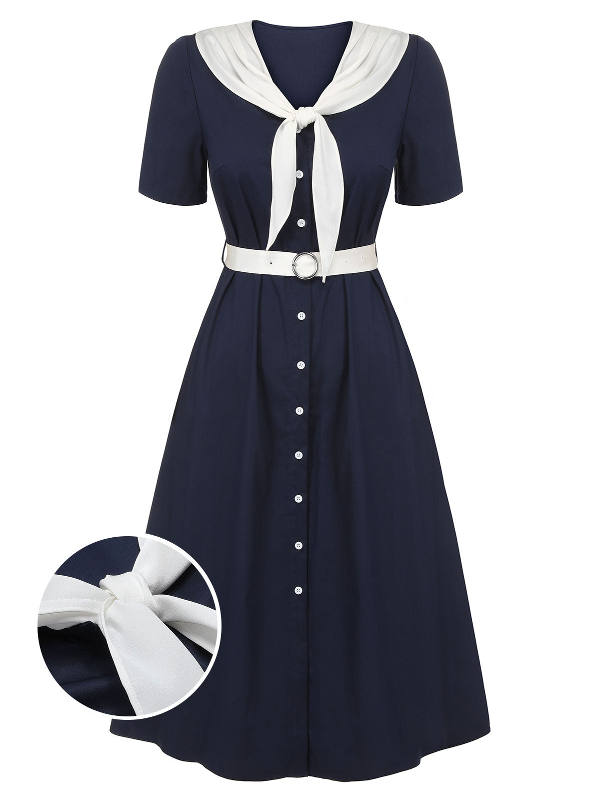 Dark Blue & White Sailor Collar Dress