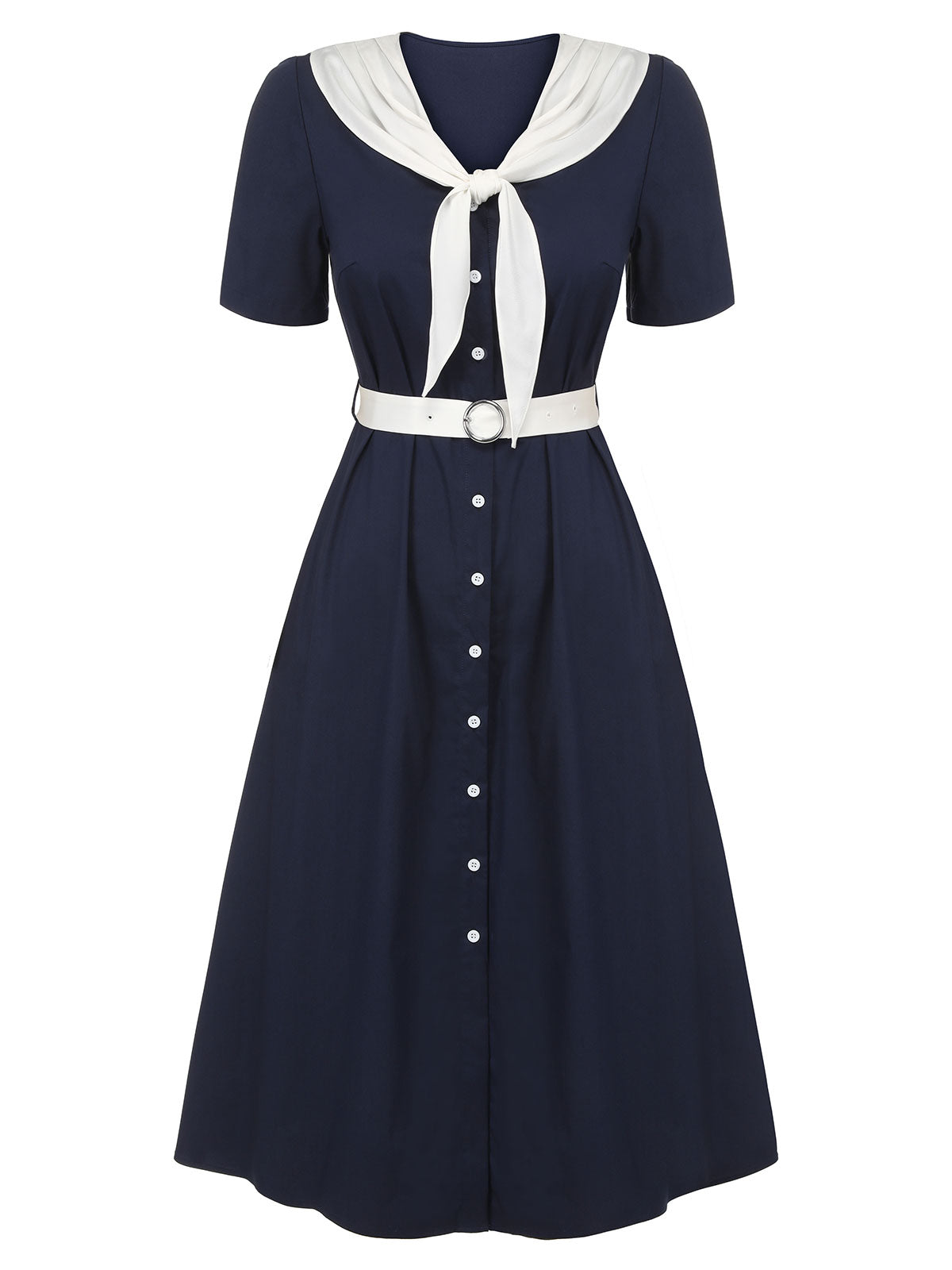 Dark Blue & White Sailor Collar Dress