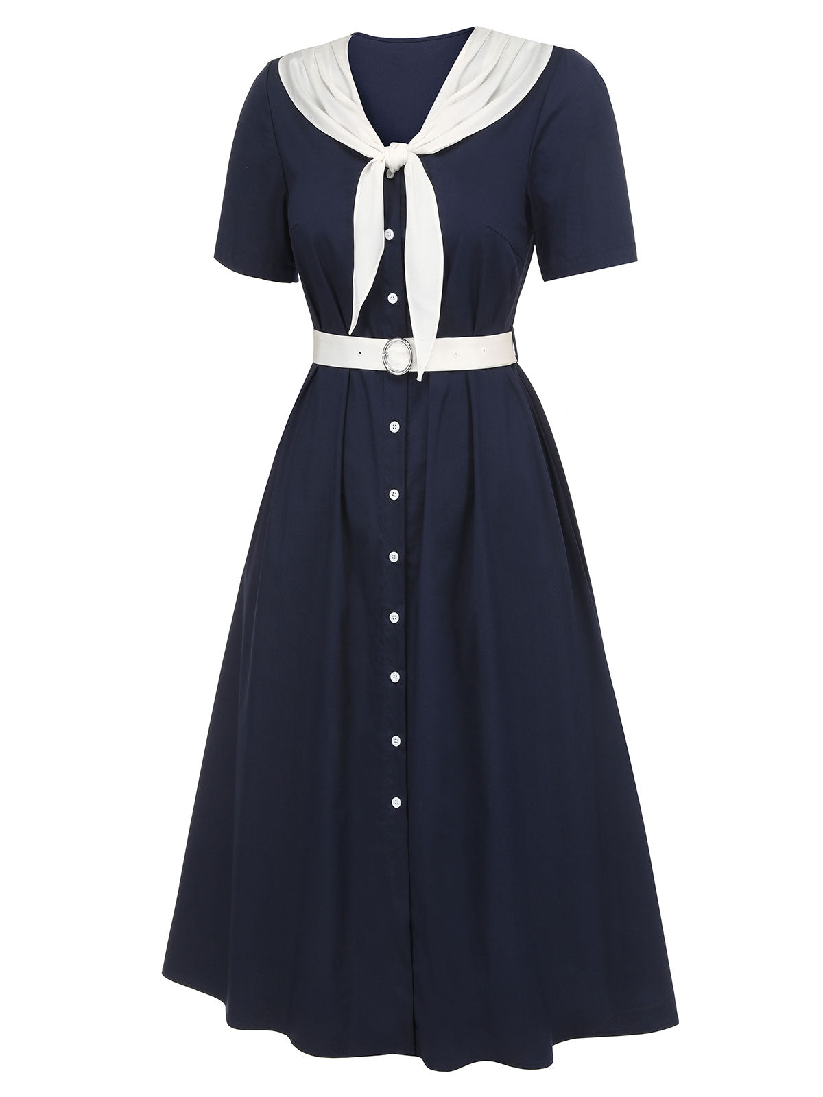 Dark Blue & White Sailor Collar Dress