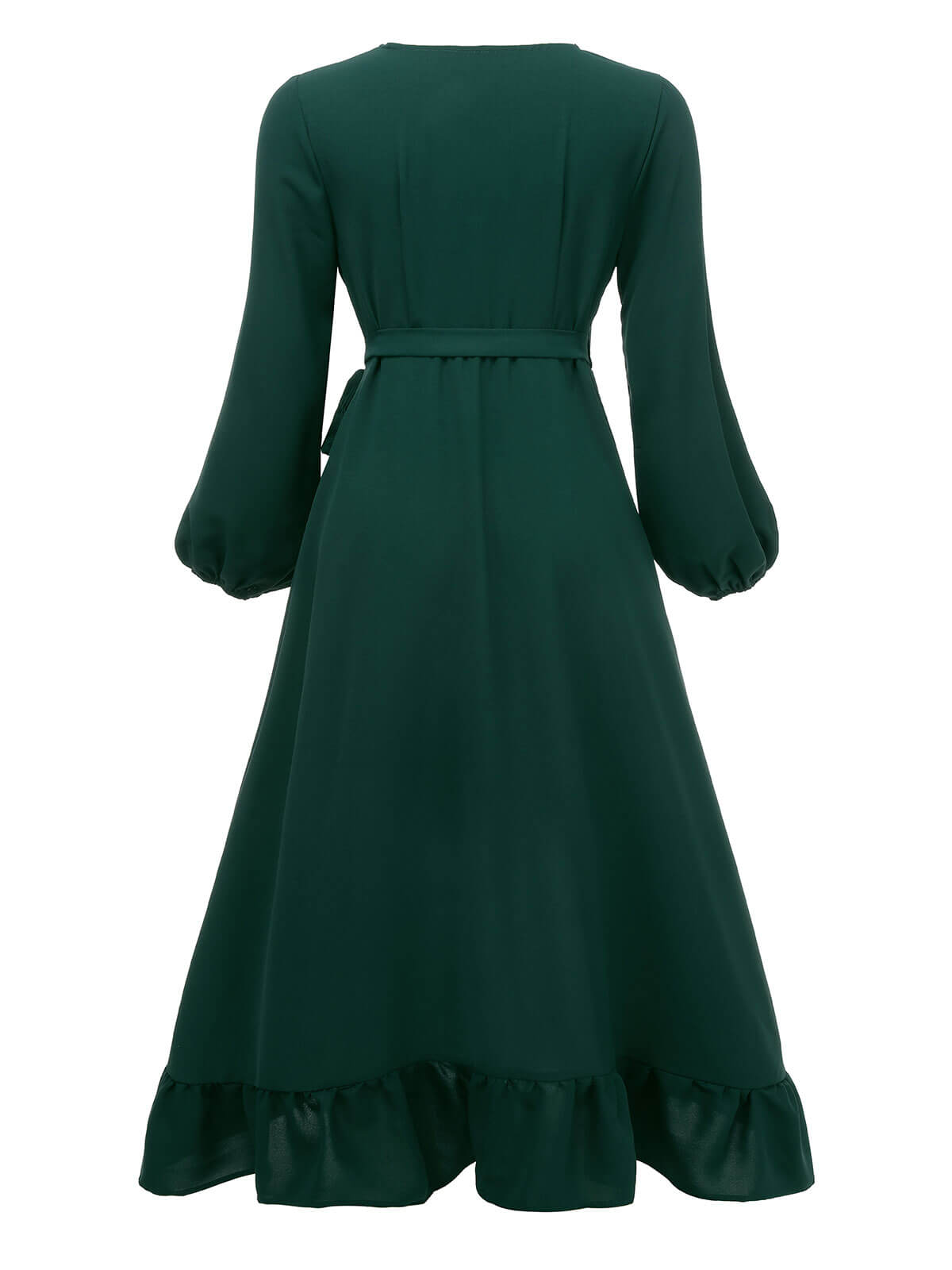 Green Lantern Sleeve Wrap V-Neck Dress