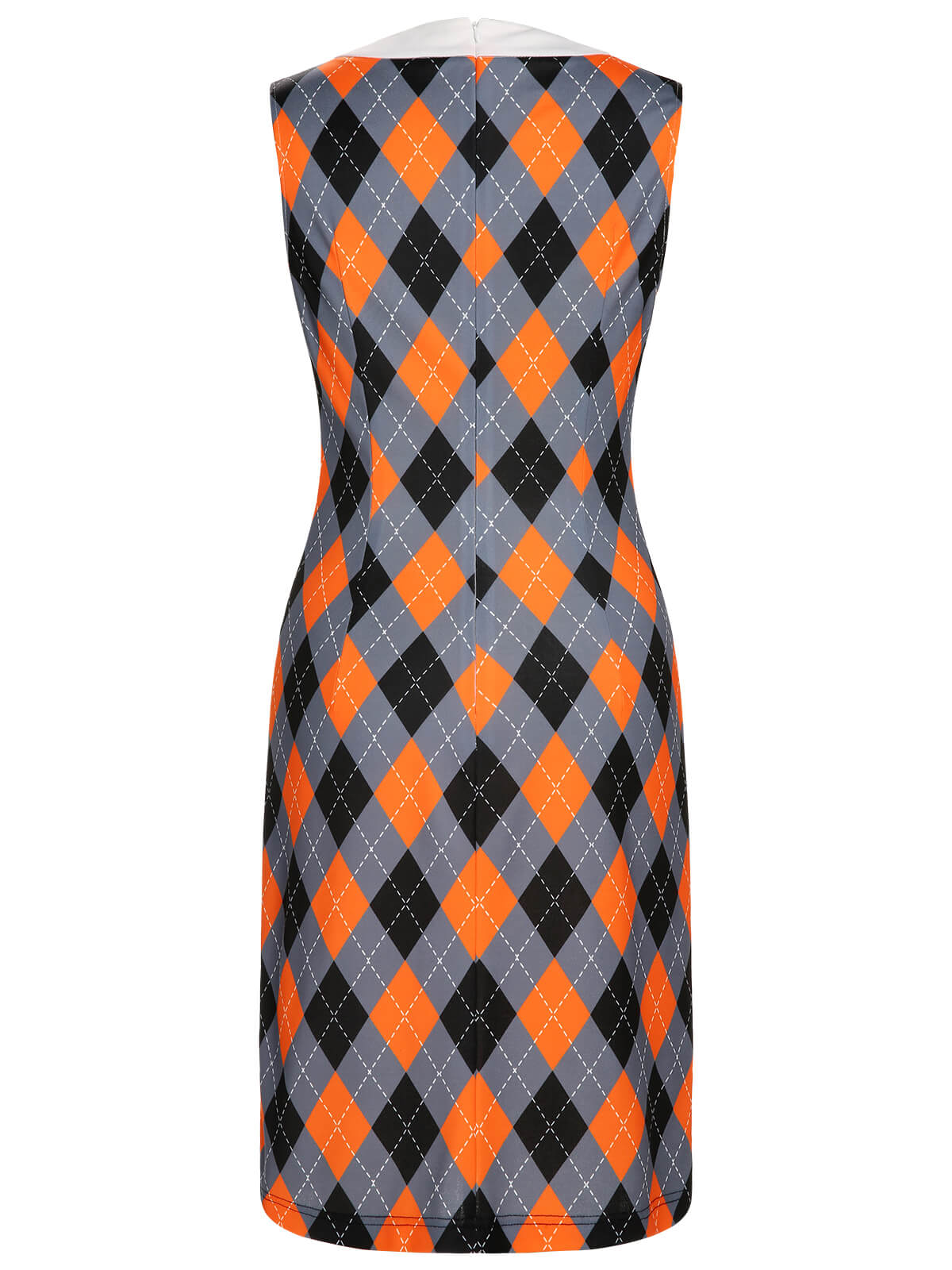 Orange  Color Block Argyle Shift Dress