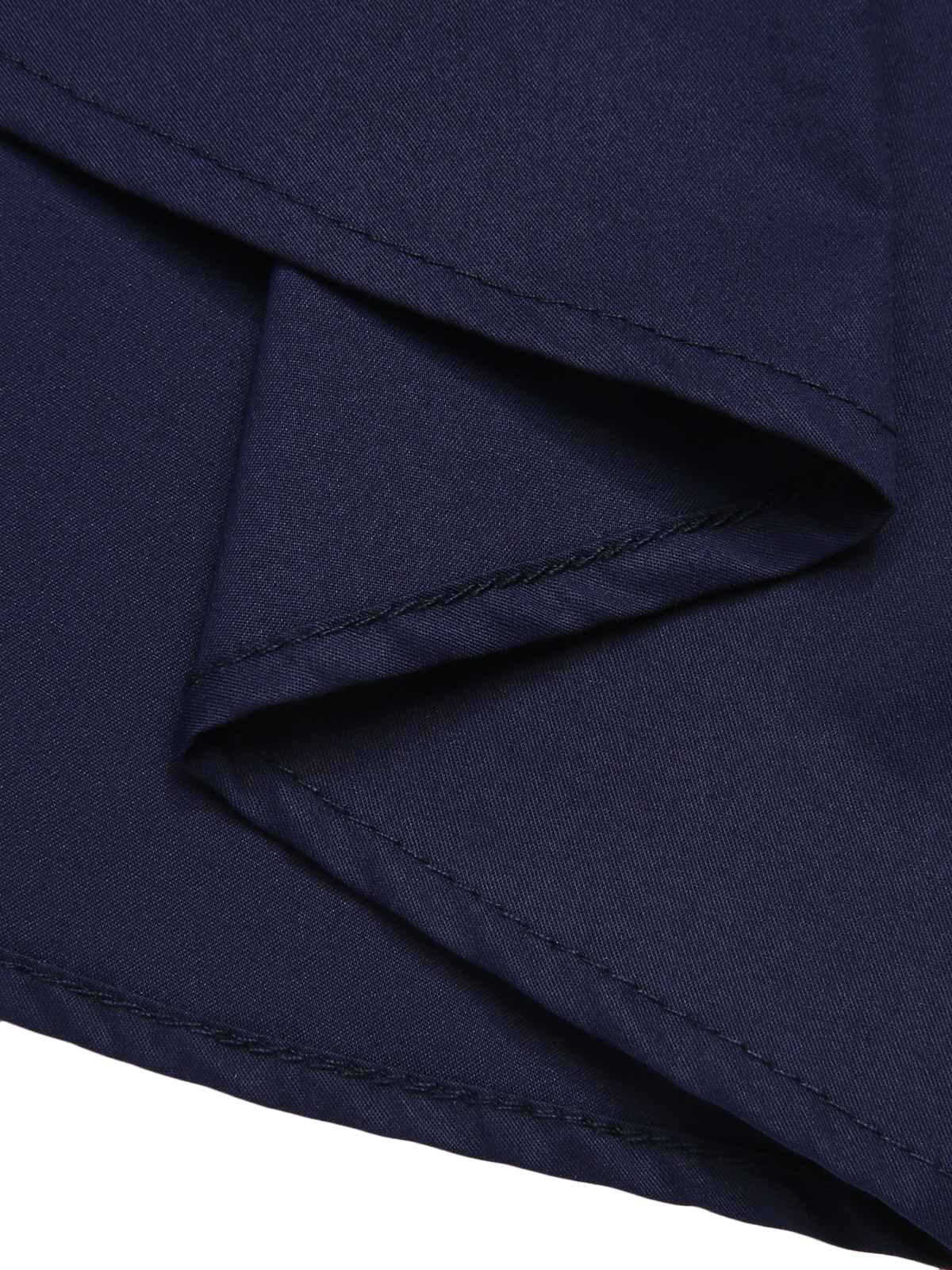 Dark Blue Lapel Patchwork Dress