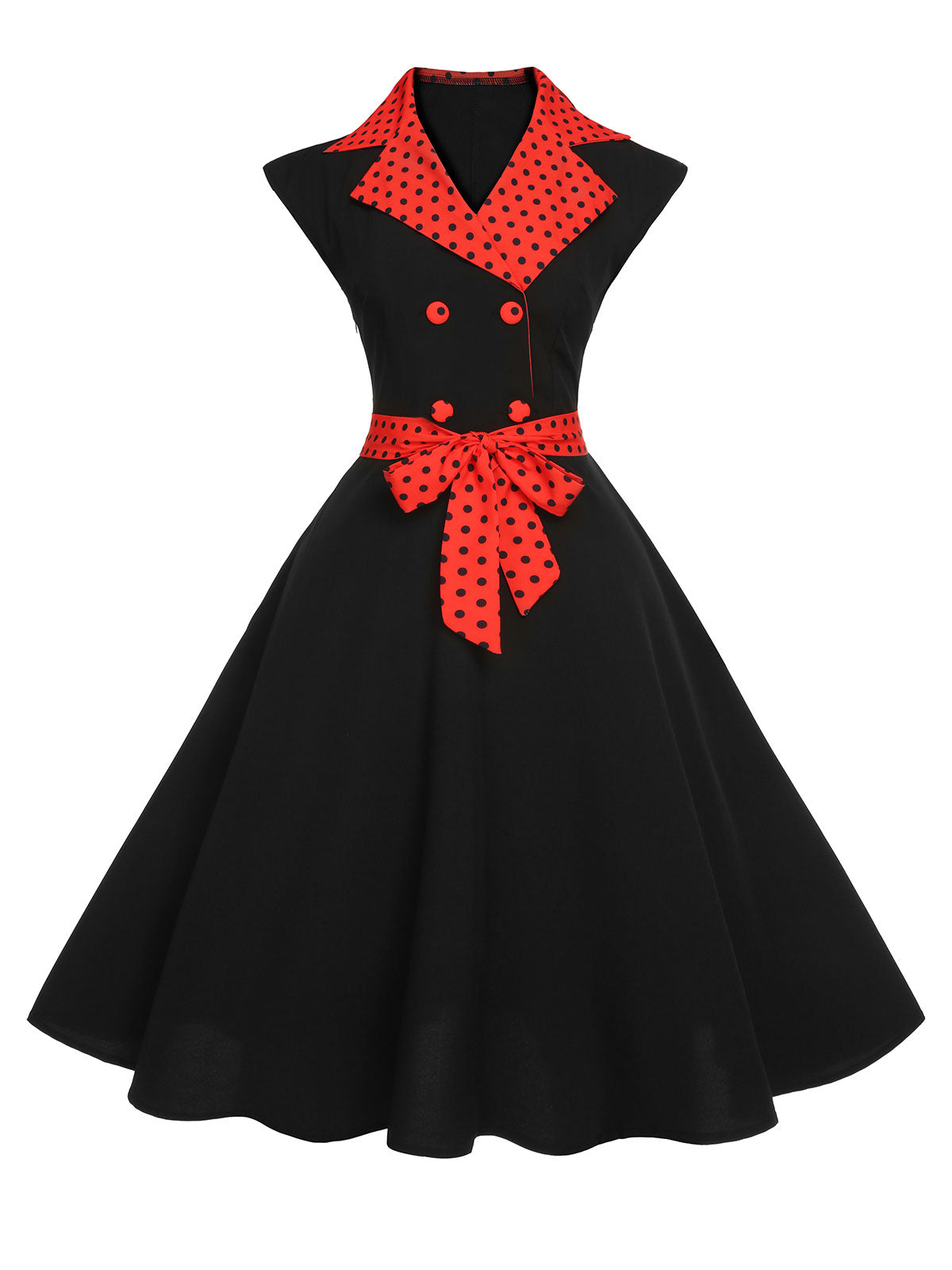 Black Halloween Polka Dots Swing Dress