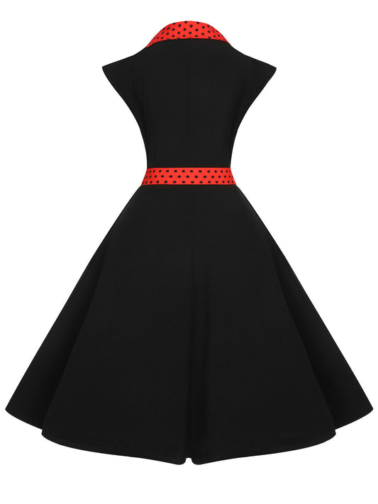 Black Halloween Polka Dots Swing Dress