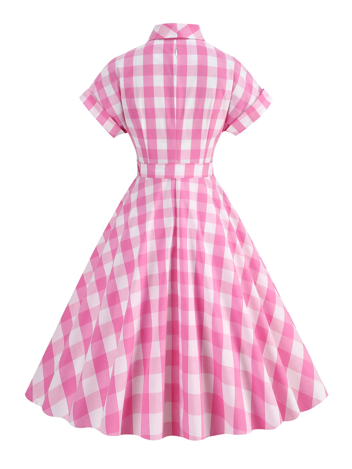 Plaid Bow Lapel Swing Dress