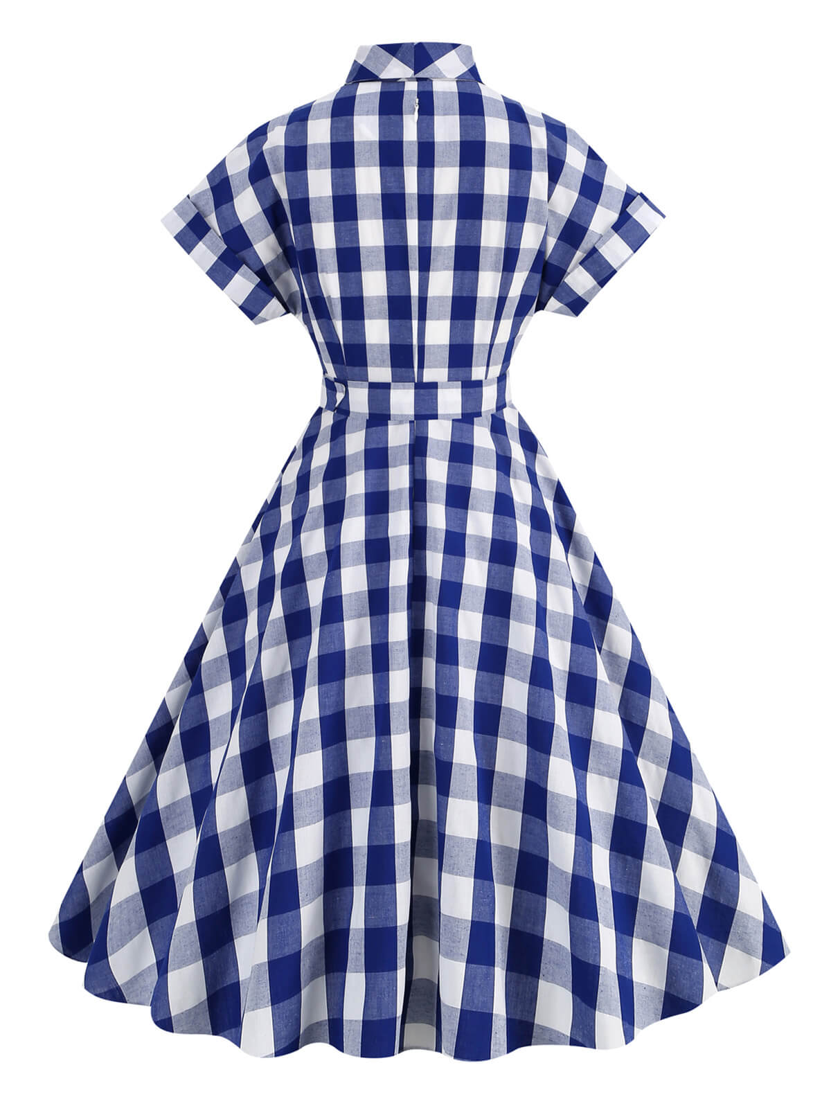 Plaid Bow Lapel Swing Dress