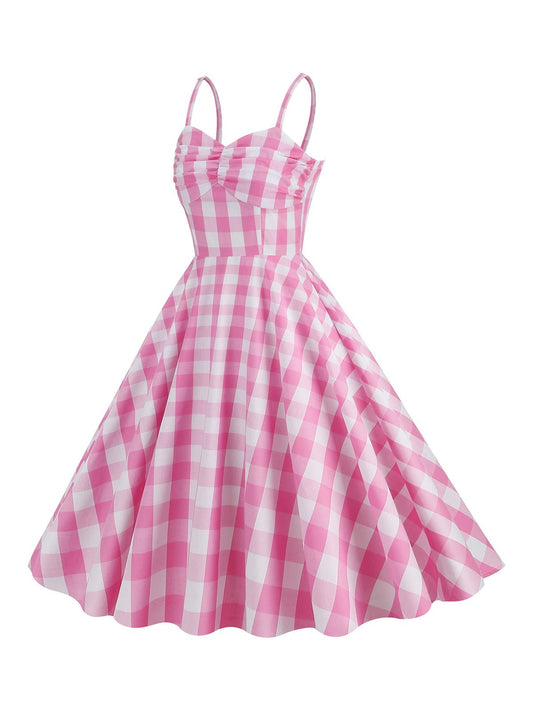 Plaid Strap Swing Dress