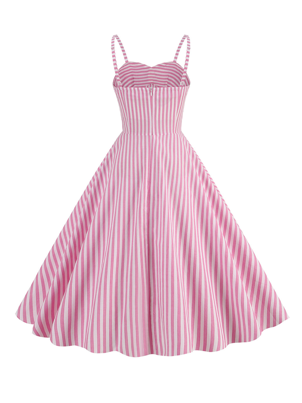 Pink Spaghetti Strap Stripes Swing Dress