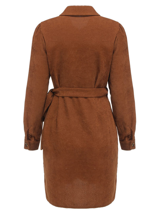 Brown  Corduroy Pencil Dress