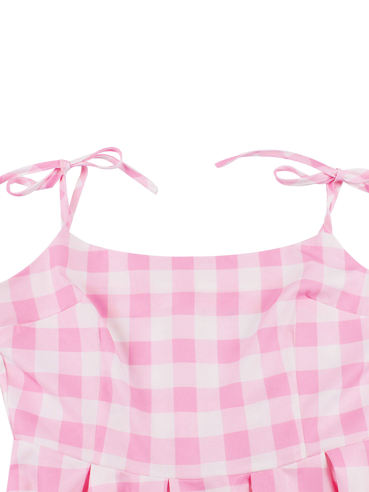 Pink Spaghetti Strap Plaid Swing Dress