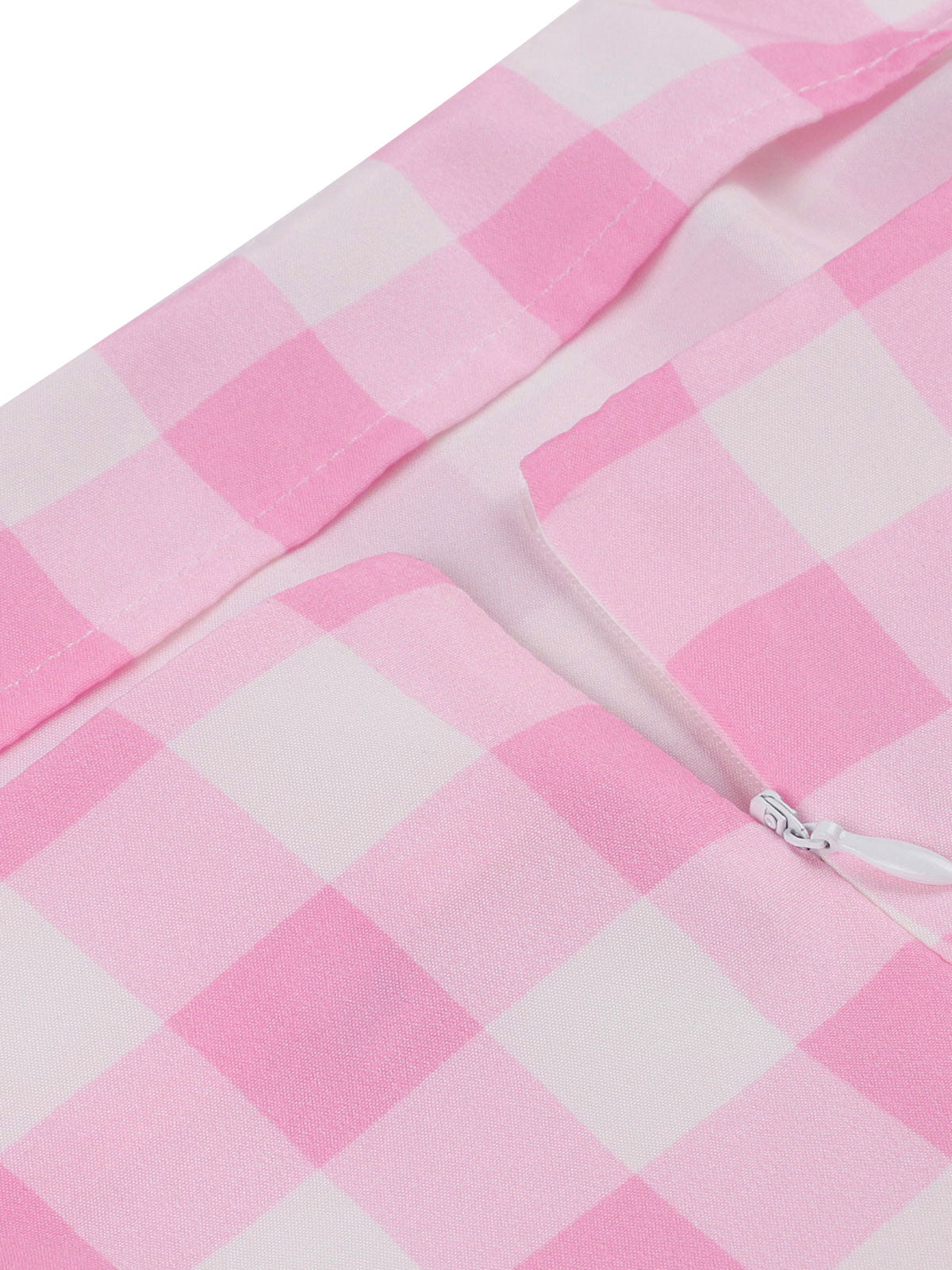 Pink Spaghetti Strap Plaid Swing Dress