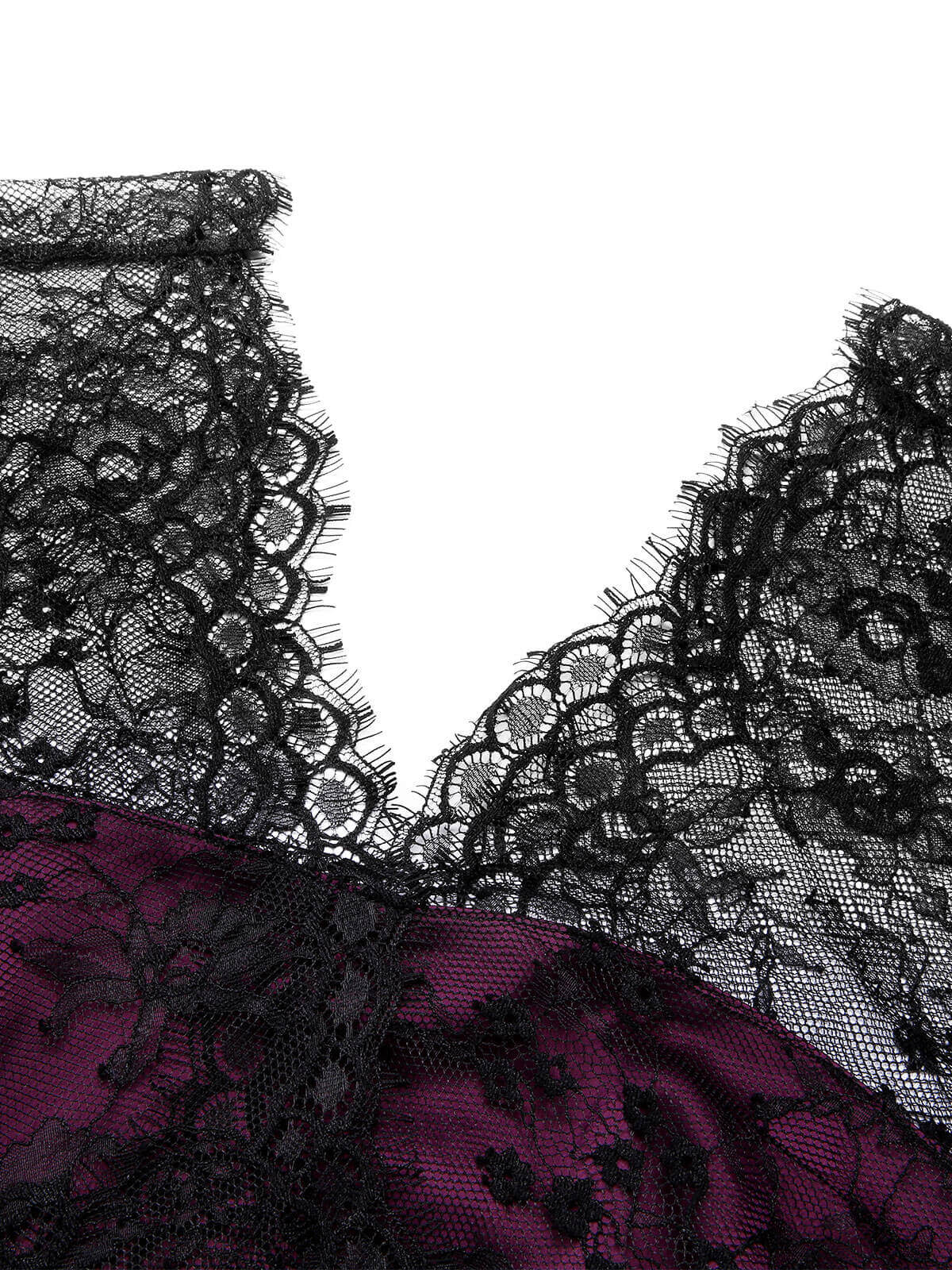 Dark Purple Lace Patchwork V-Neck Dress