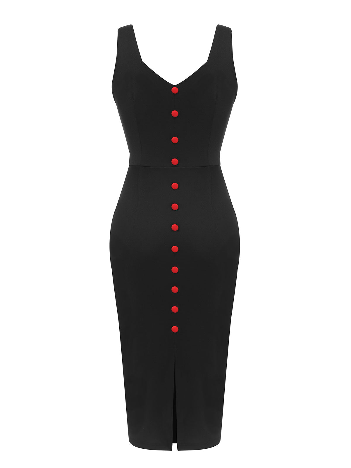 Black  V-Neck Solid Bodycon Dress