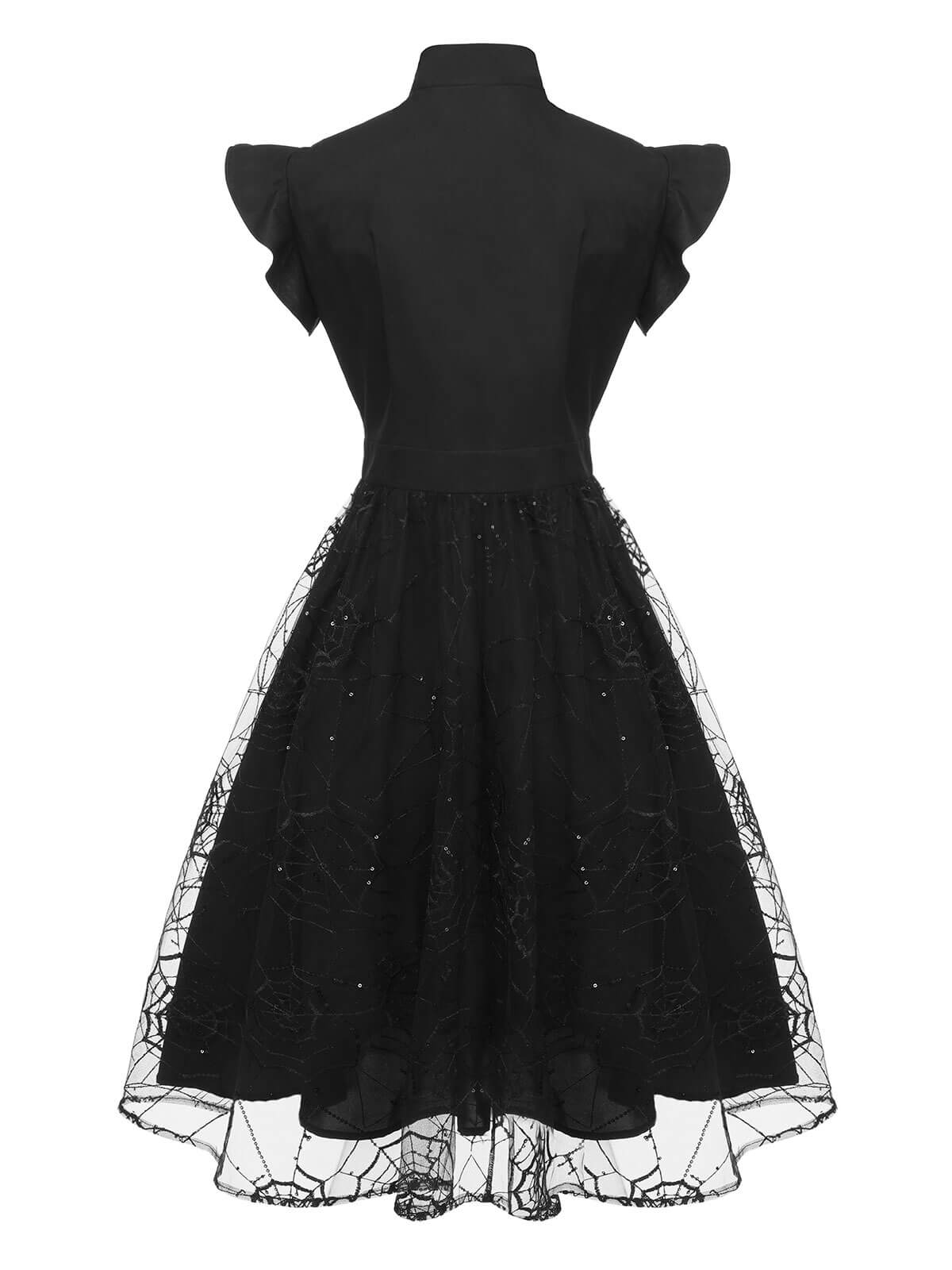 Black Sequined Spider Mesh Dress