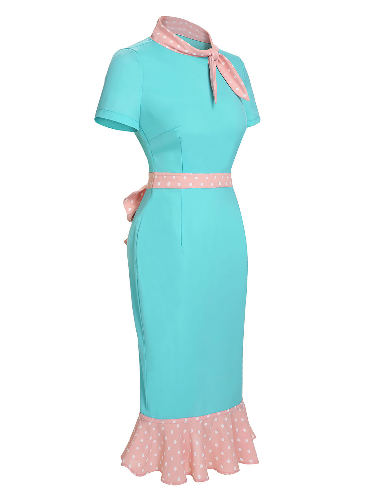 Turquoise Polka Dots Ruffles Dress