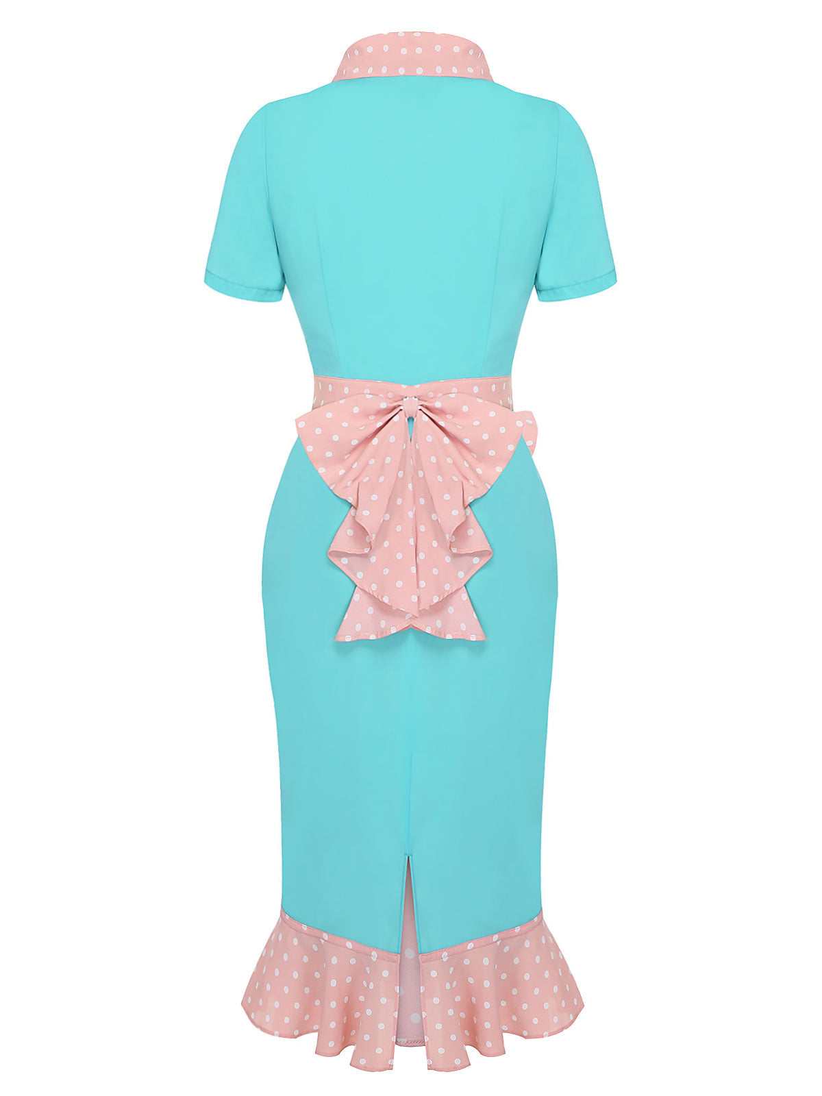 Turquoise Polka Dots Ruffles Dress