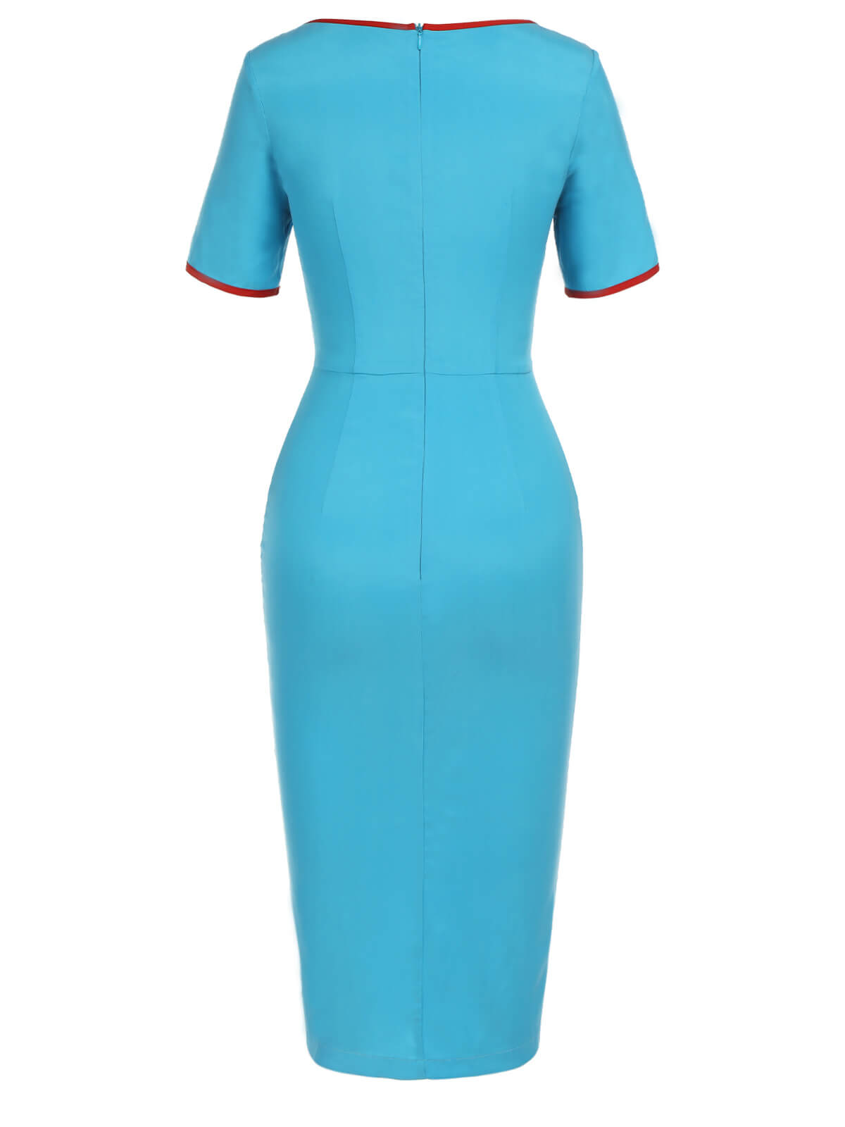 Royal Blue & Red  Button Pencil Dress