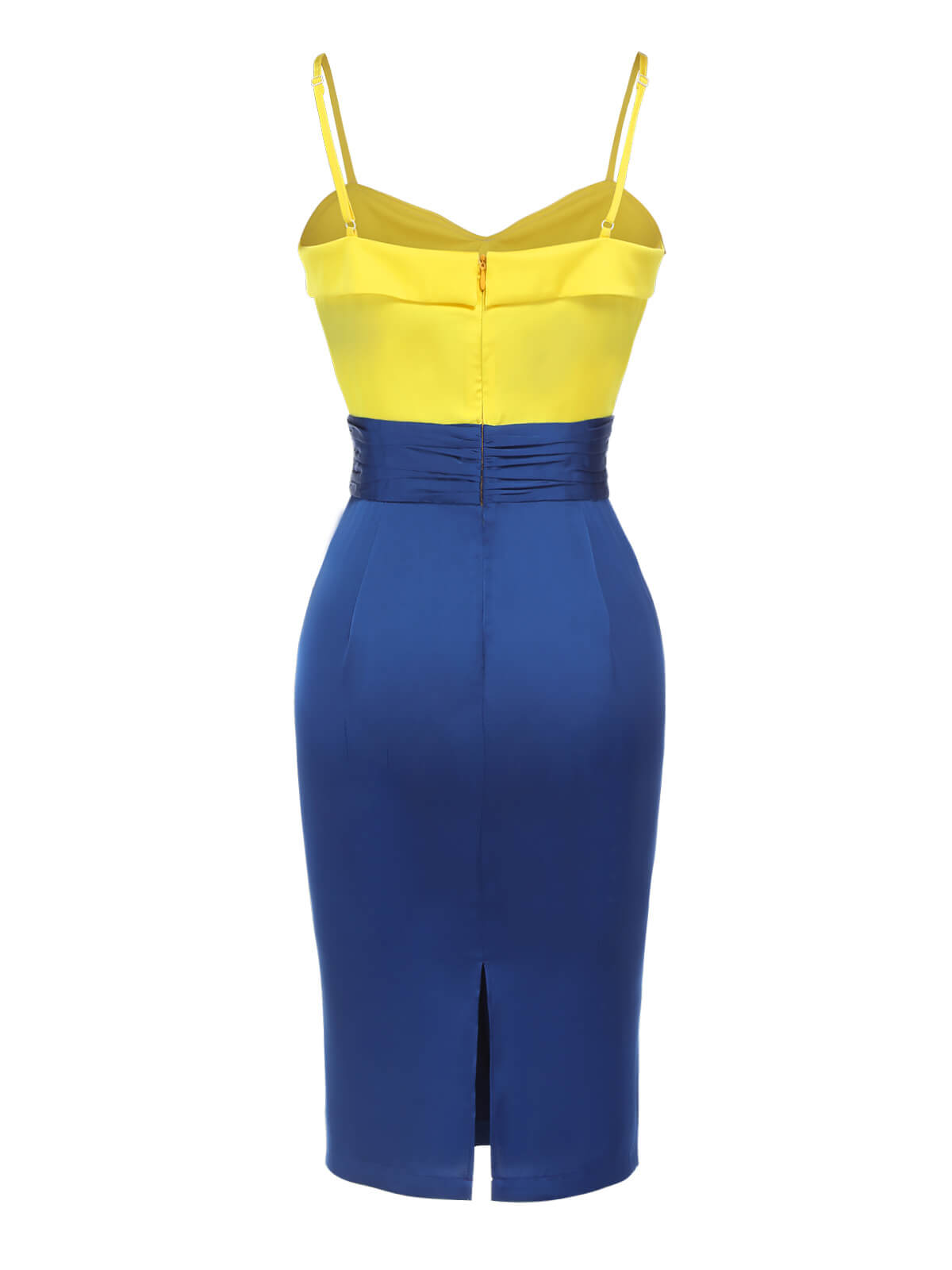 Yellow & Blue  Bow Strap Pencil Dress