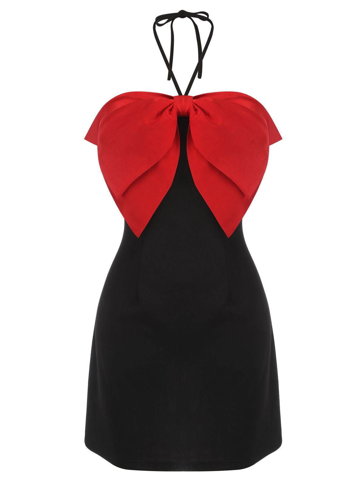 Black&Red  Bow-knot Patchwork Wrap Dress