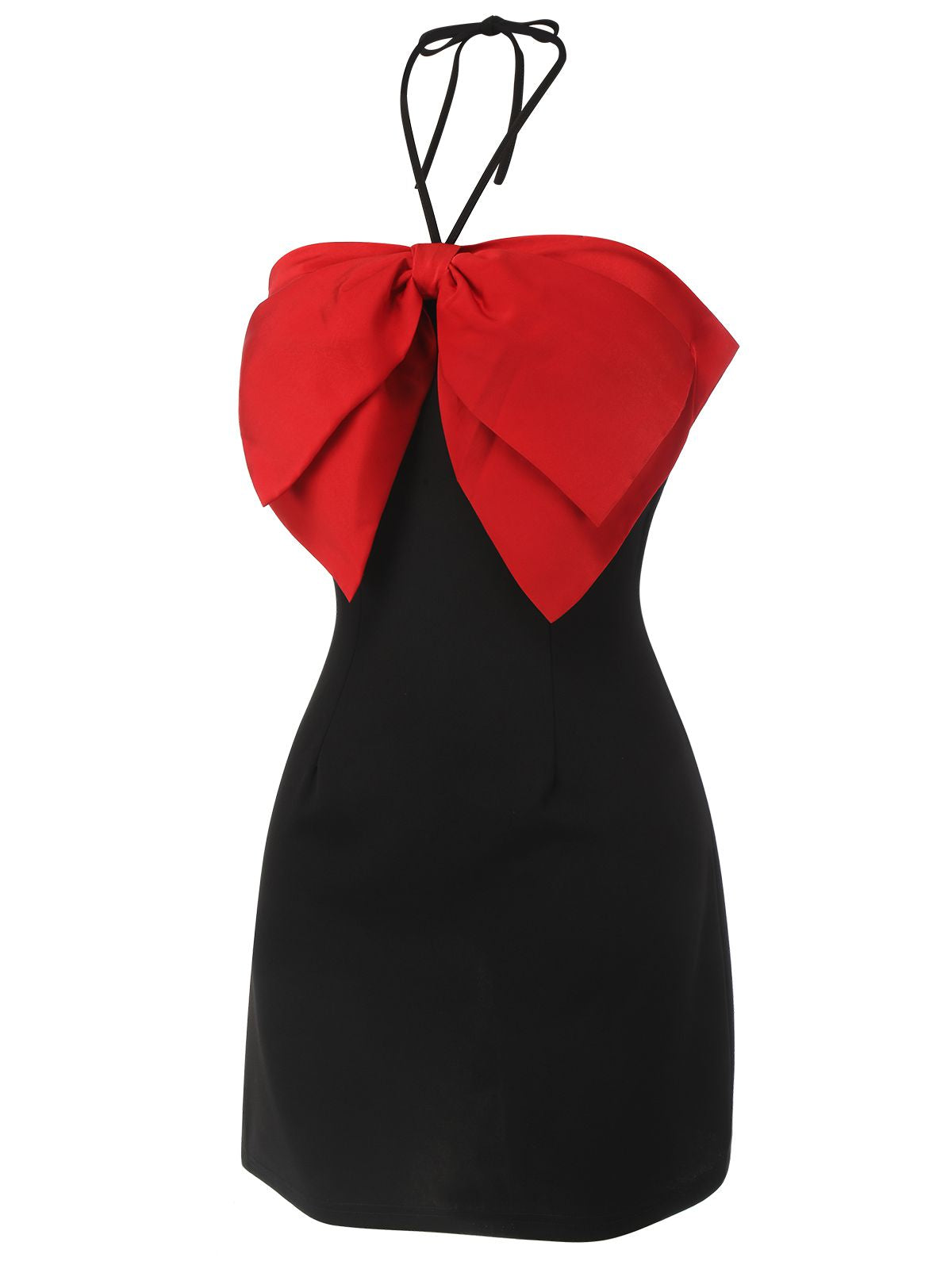 Black&Red  Bow-knot Patchwork Wrap Dress