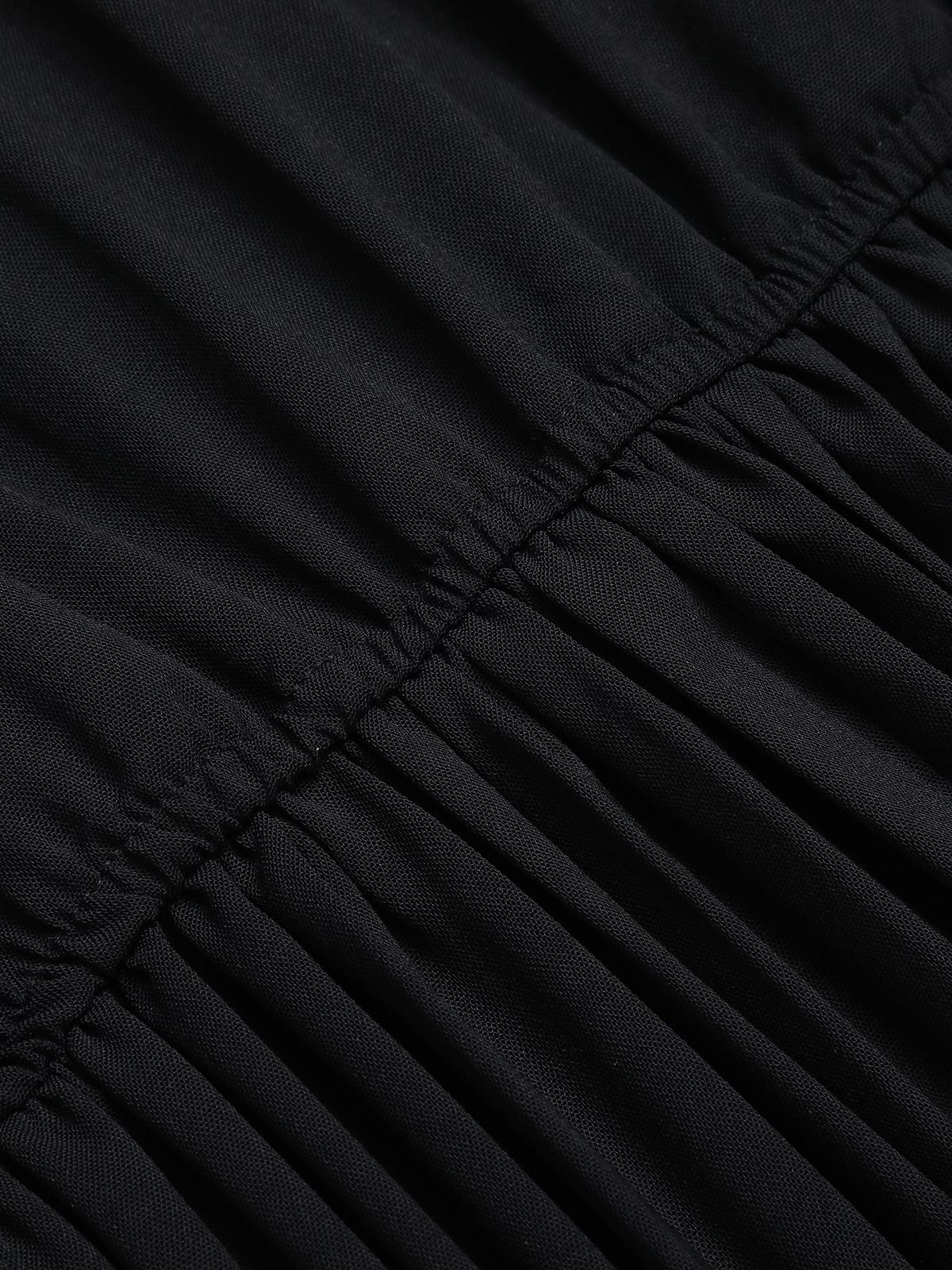 Black Solid Flying Sleeve Pleated Dress