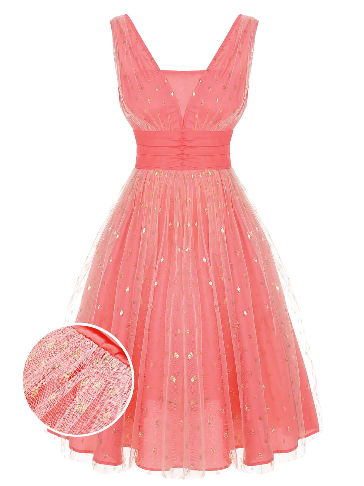 Coral Pink V-Neck Sequin Dress