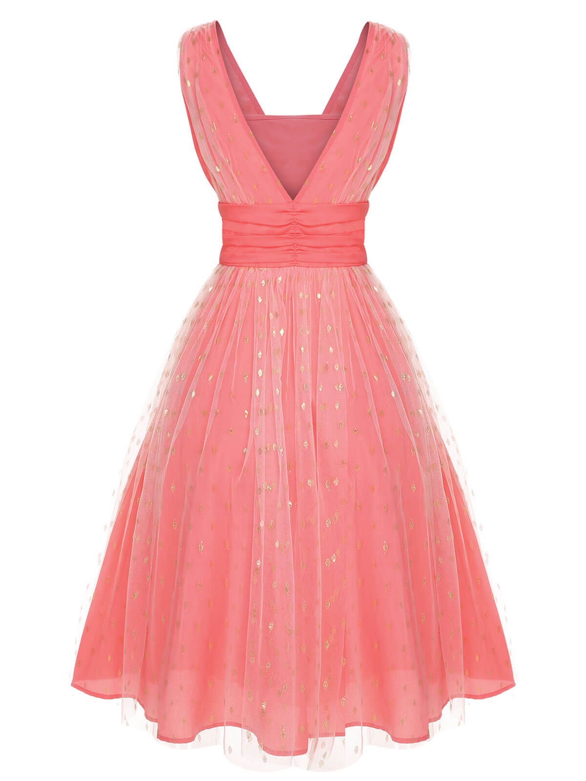 Coral Pink V-Neck Sequin Dress