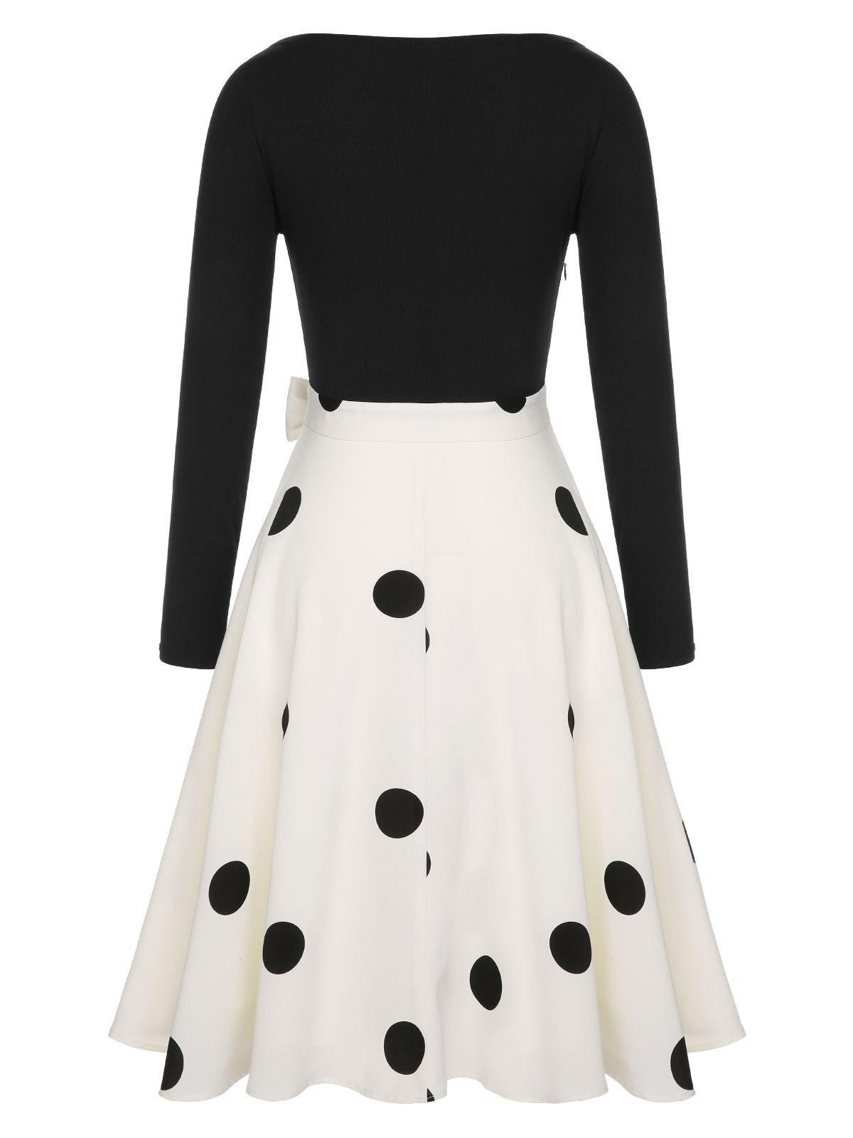 Black Polka Dot Bow Patchwork Knitted Dress