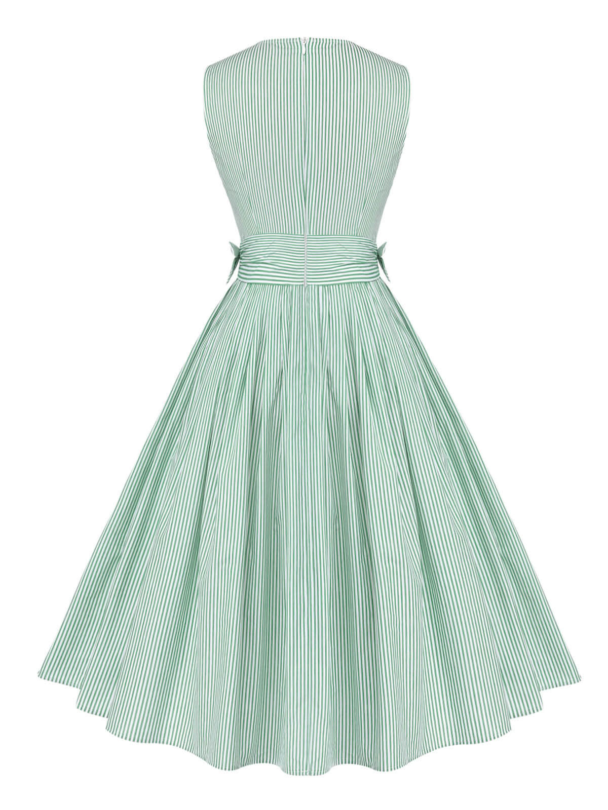 Mint Green Striped V-Neck Dress