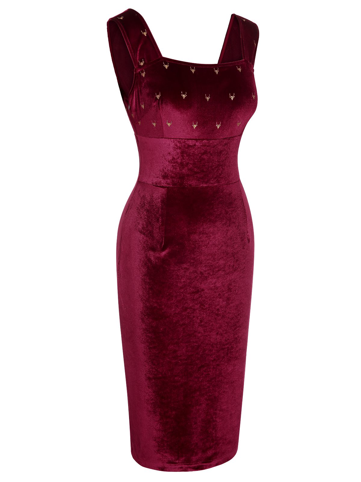 Wine Red  Velvet Elk Bow Dress