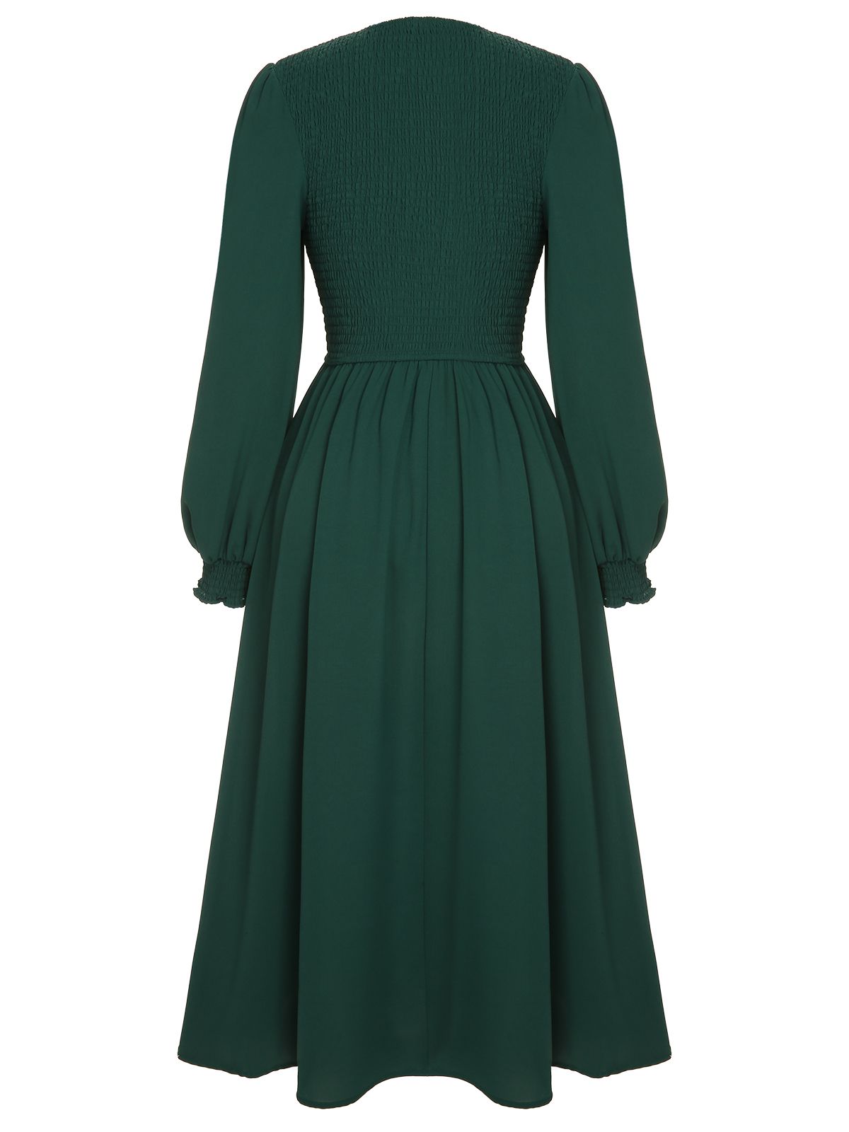 Green Top Elastic Regular Sleeve Dress