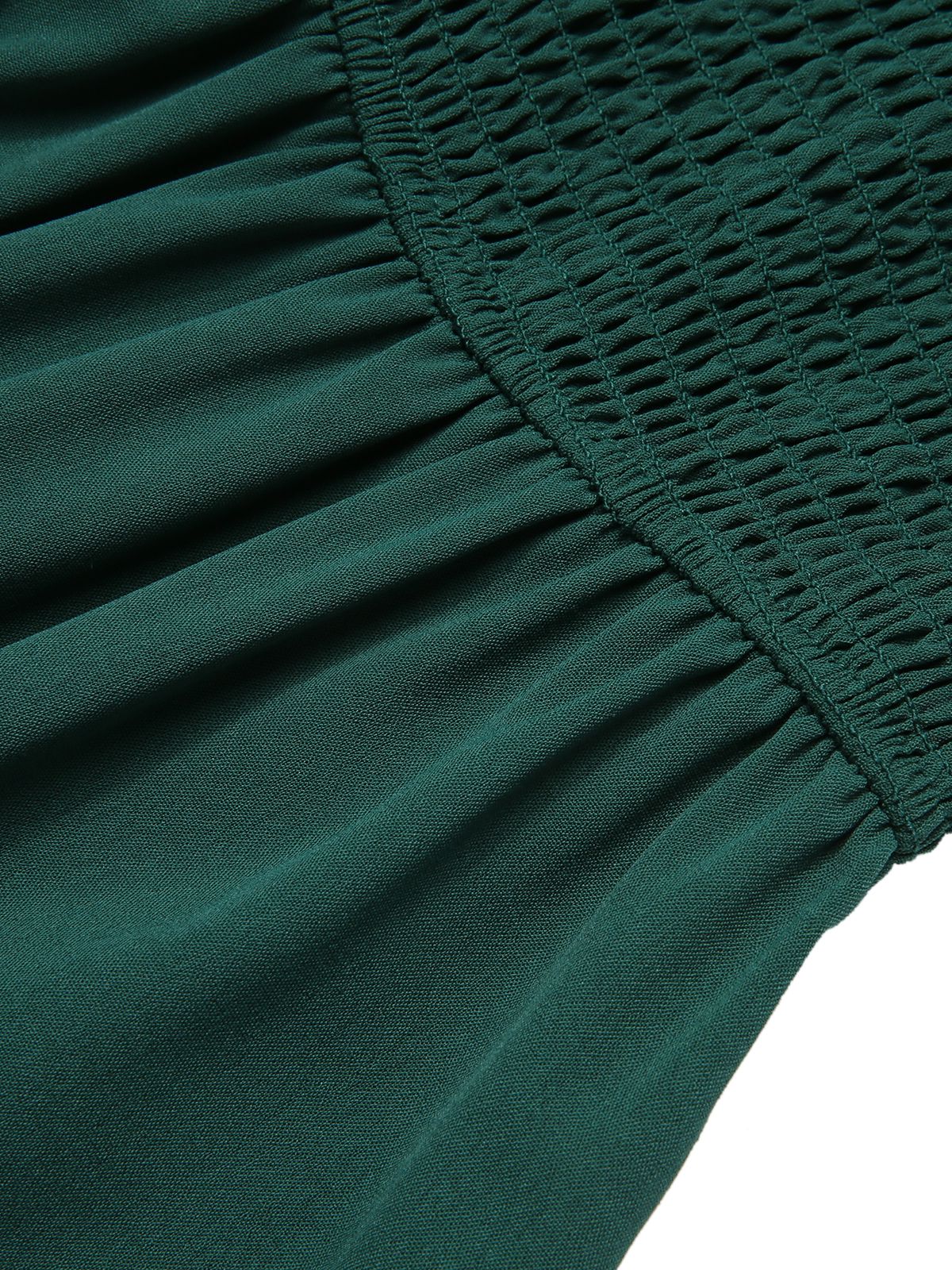 Green Top Elastic Regular Sleeve Dress