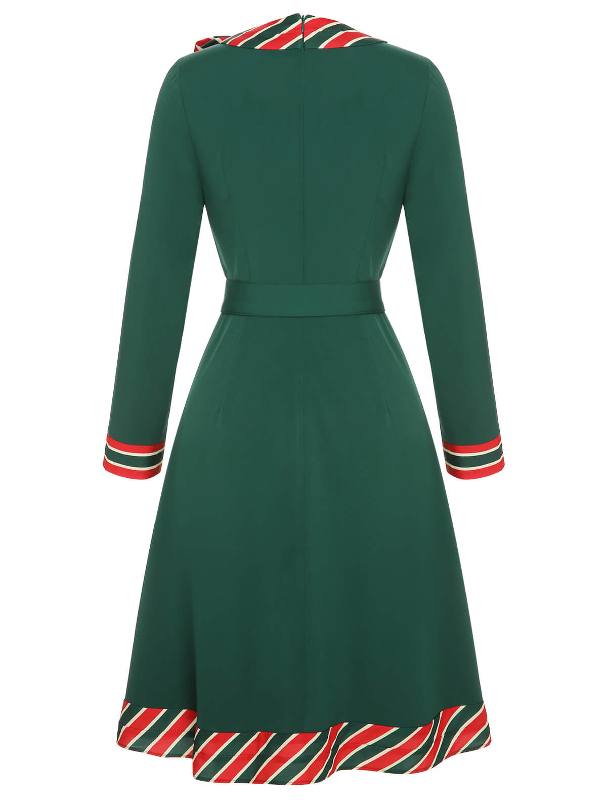 Green Stripe Patchwork Dress With Belt