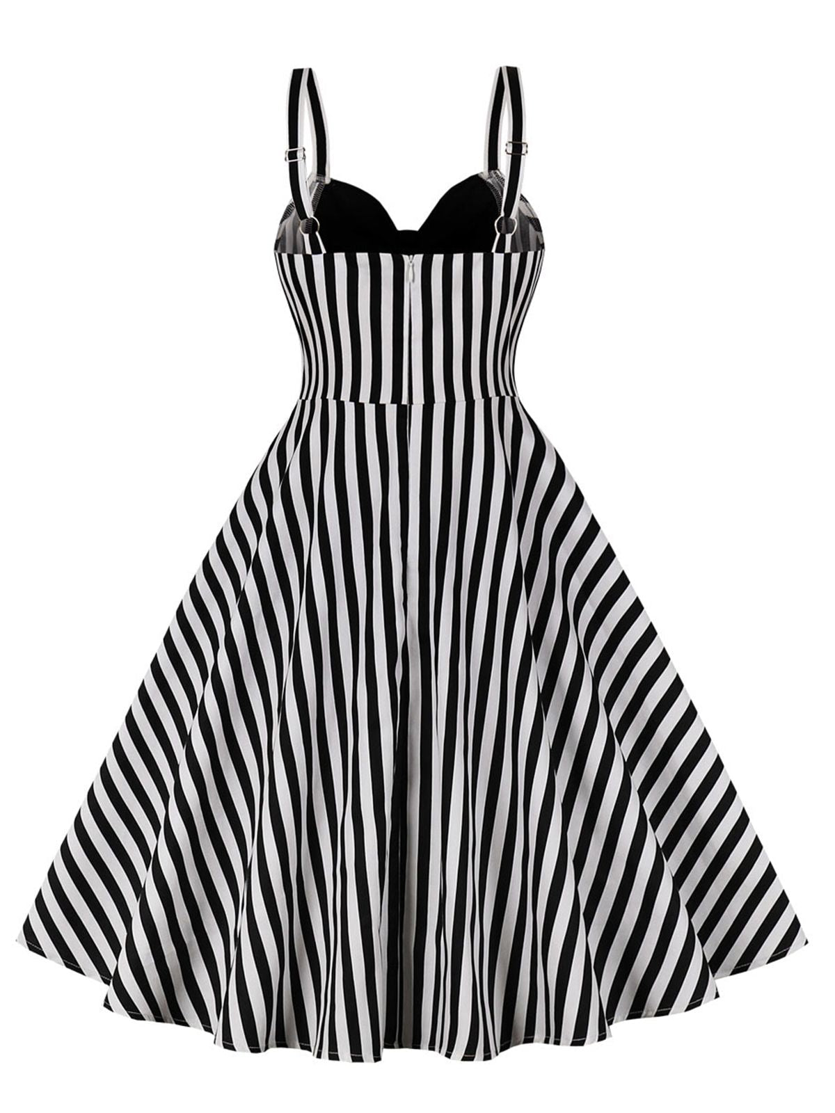 Stripes Contrast Patchwork Strap Dress