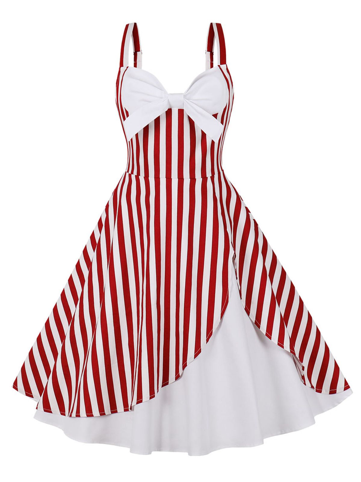 Stripes Contrast Patchwork Strap Dress