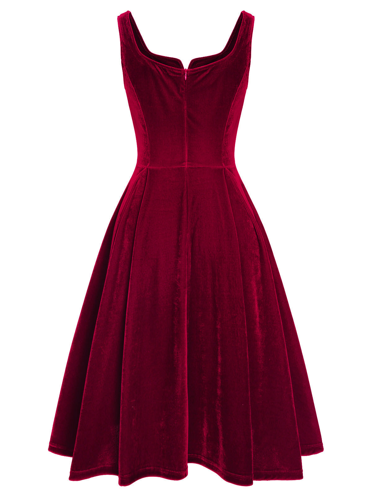 Red Sweetheart Collar Velvet Strap Dress