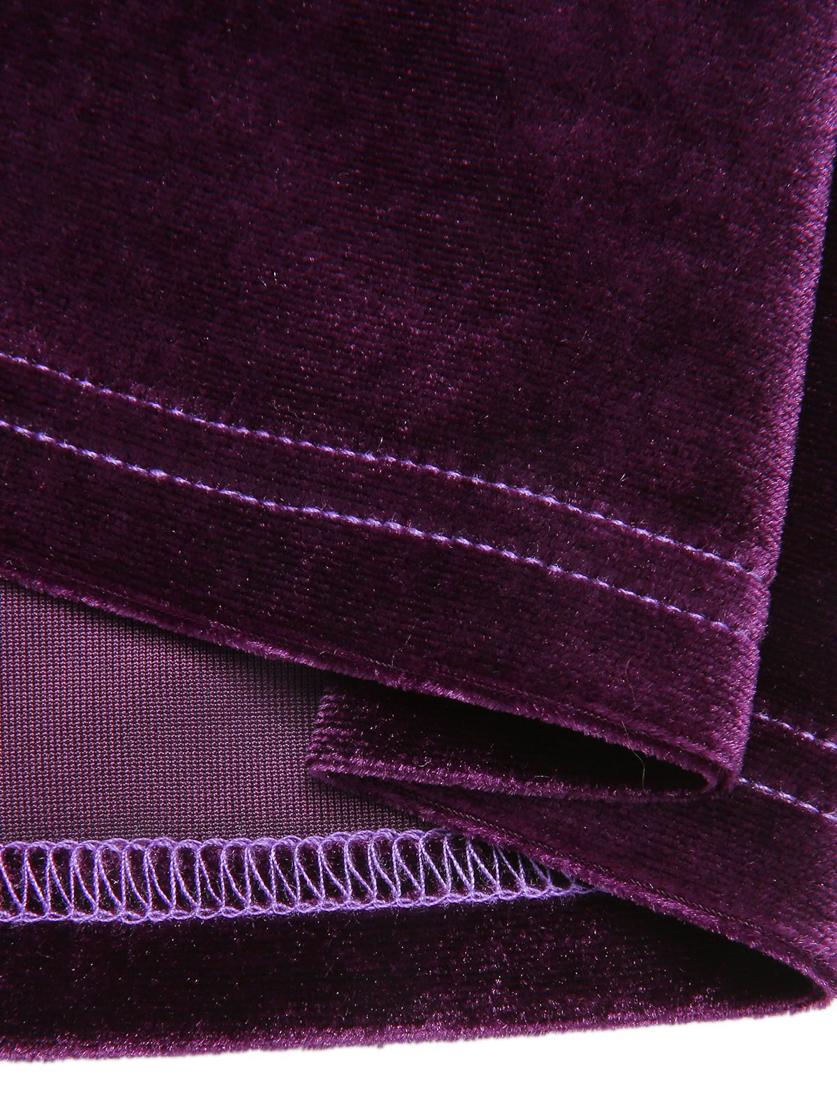 Purple Solid Velvet Buttons Dress