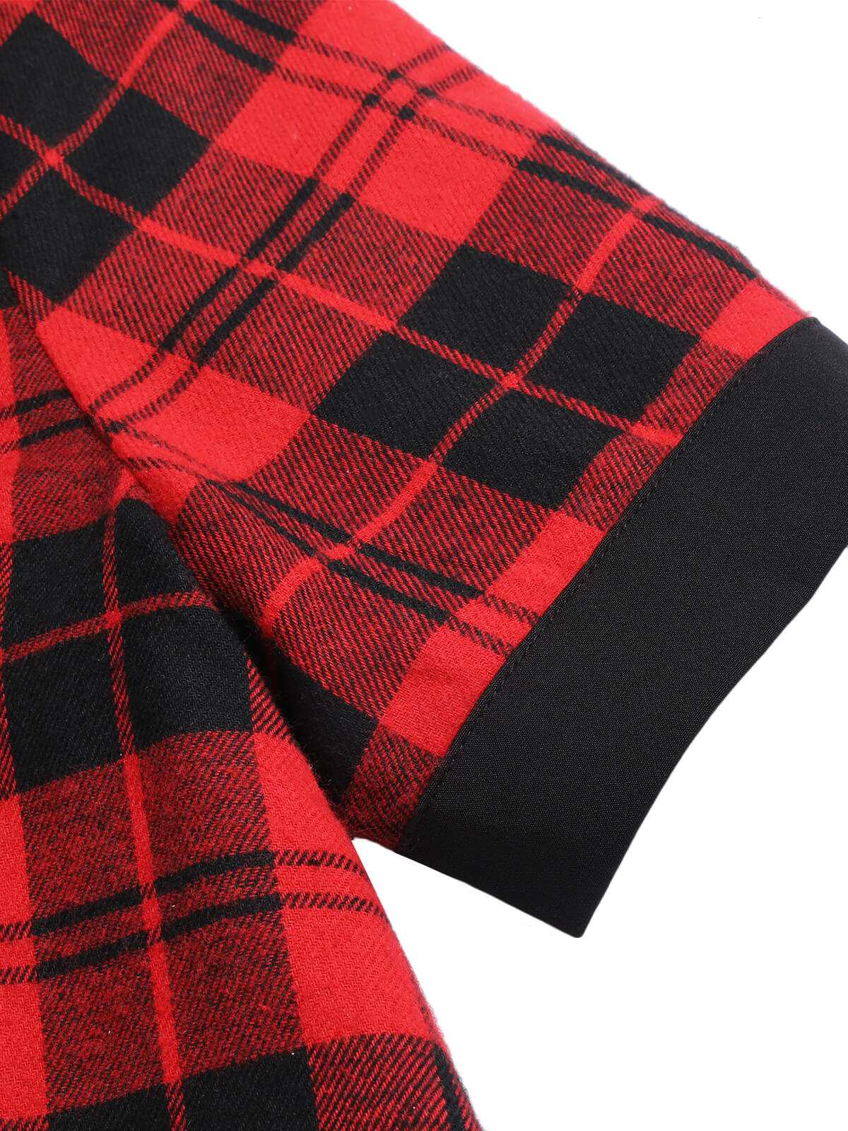 Red & Black  Plaid Bow Collar Pencil Dress