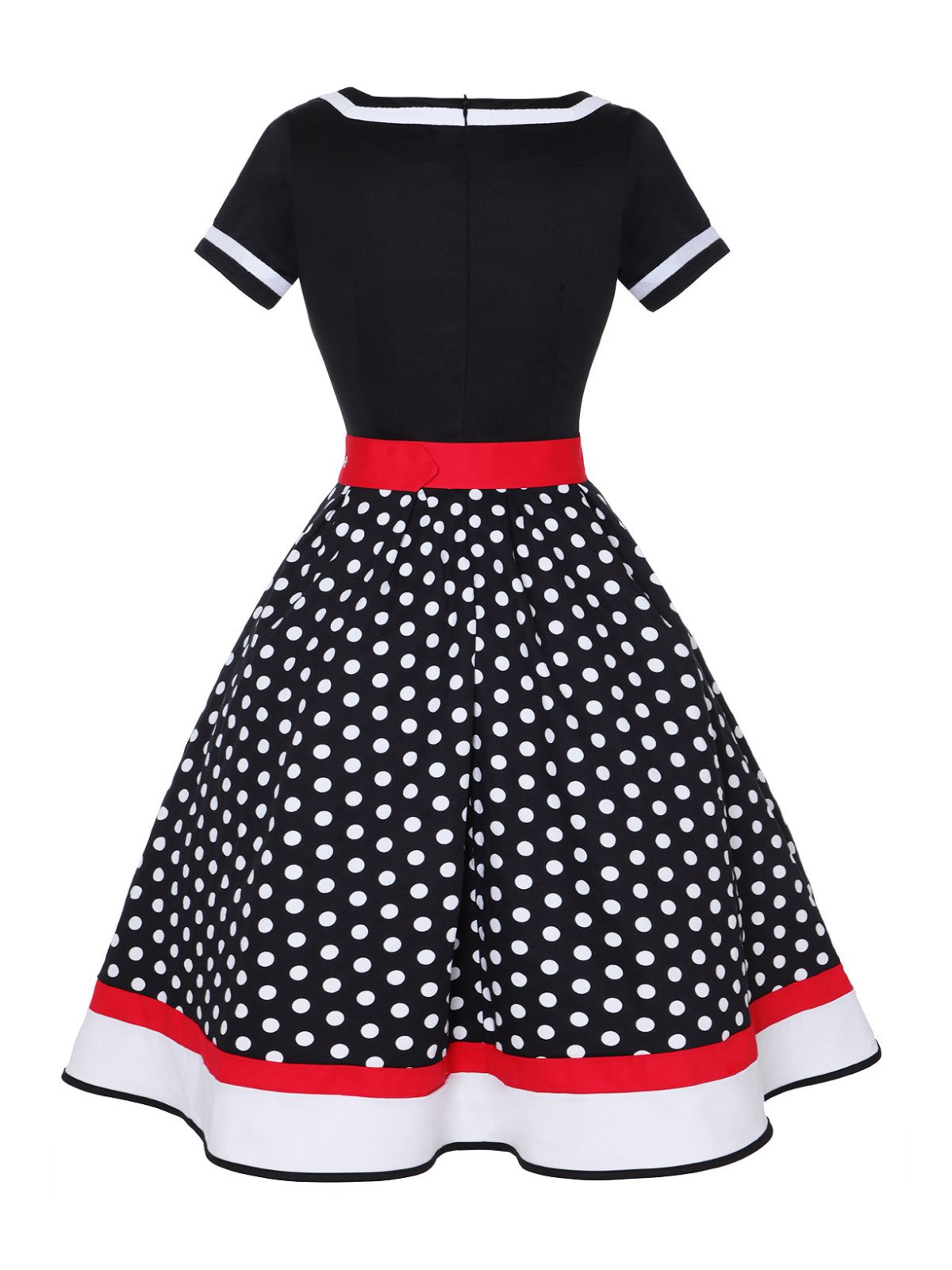 Multicolor Polka Dots Patchwork Belted Dress