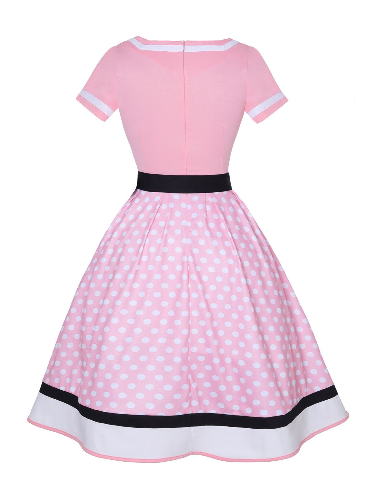 Multicolor Polka Dots Patchwork Belted Dress