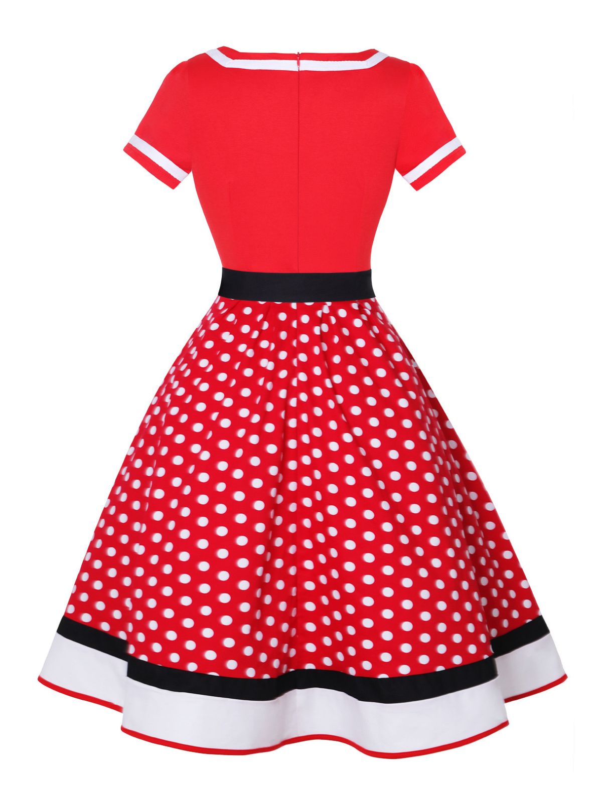 Multicolor Polka Dots Patchwork Belted Dress