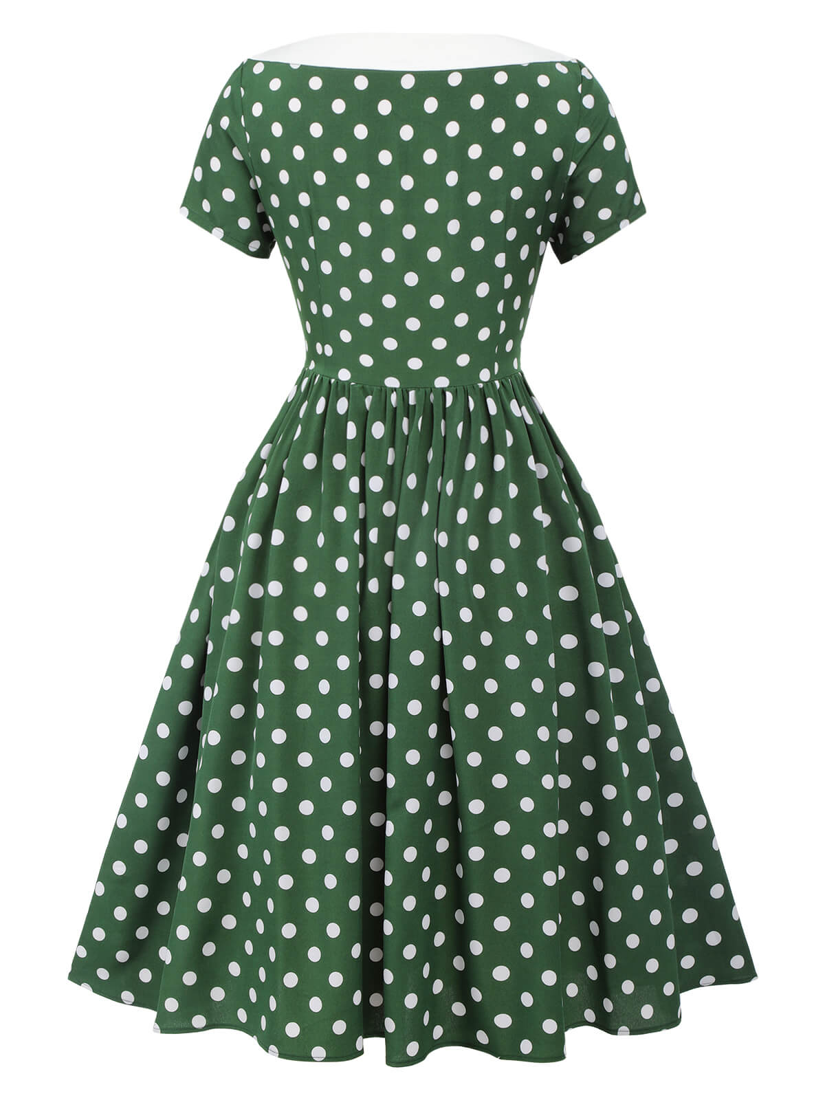 Green Polka Dot Bowknot Patchwork Dress