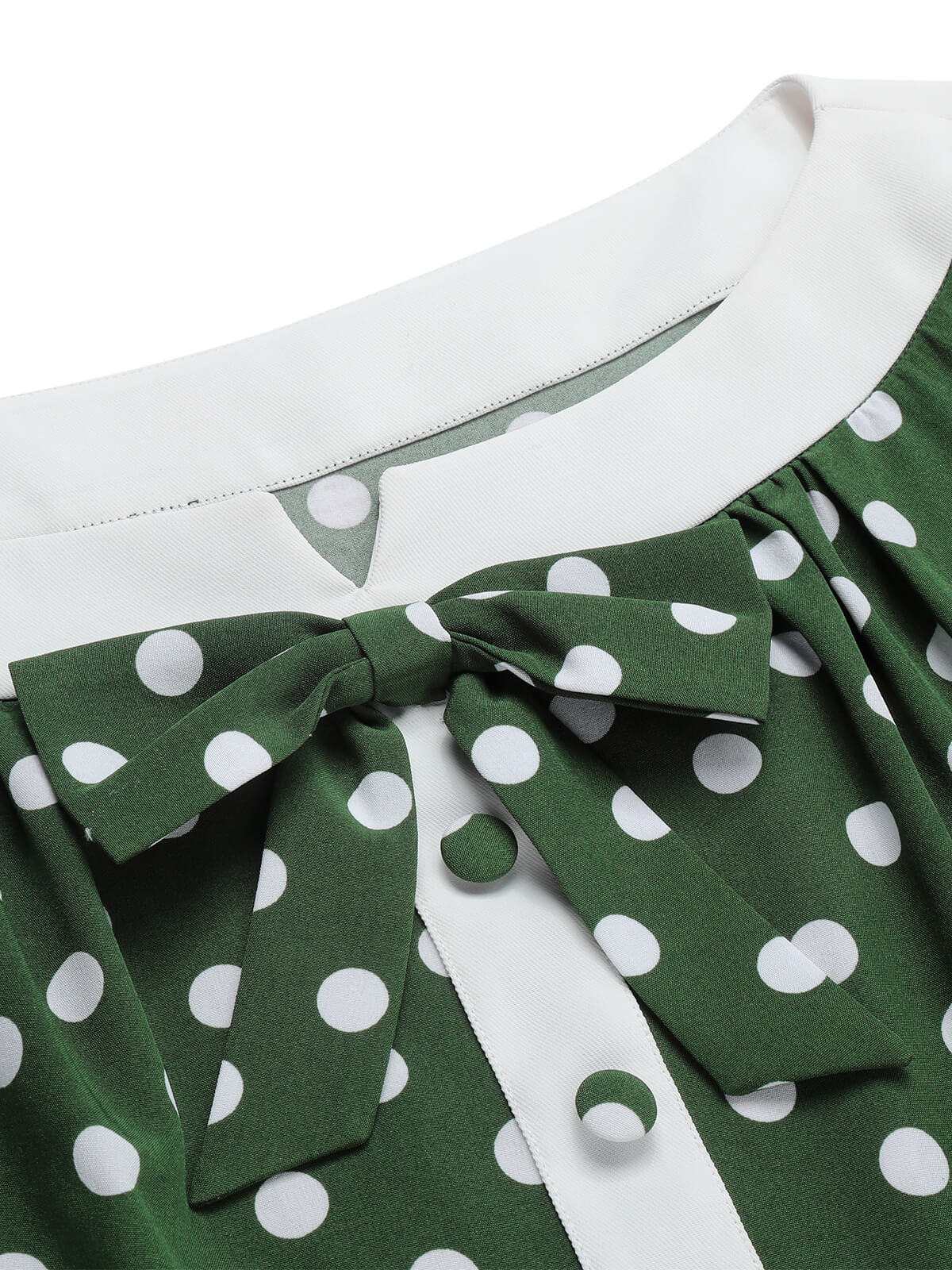 Green Polka Dot Bowknot Patchwork Dress