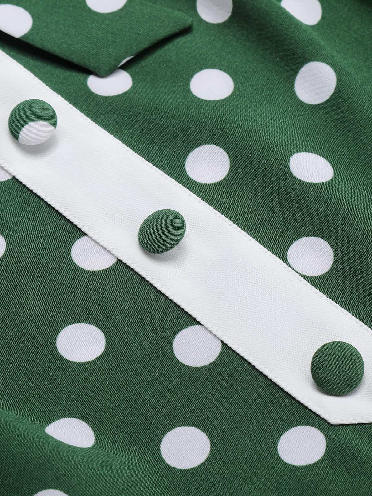 Green Polka Dot Bowknot Patchwork Dress