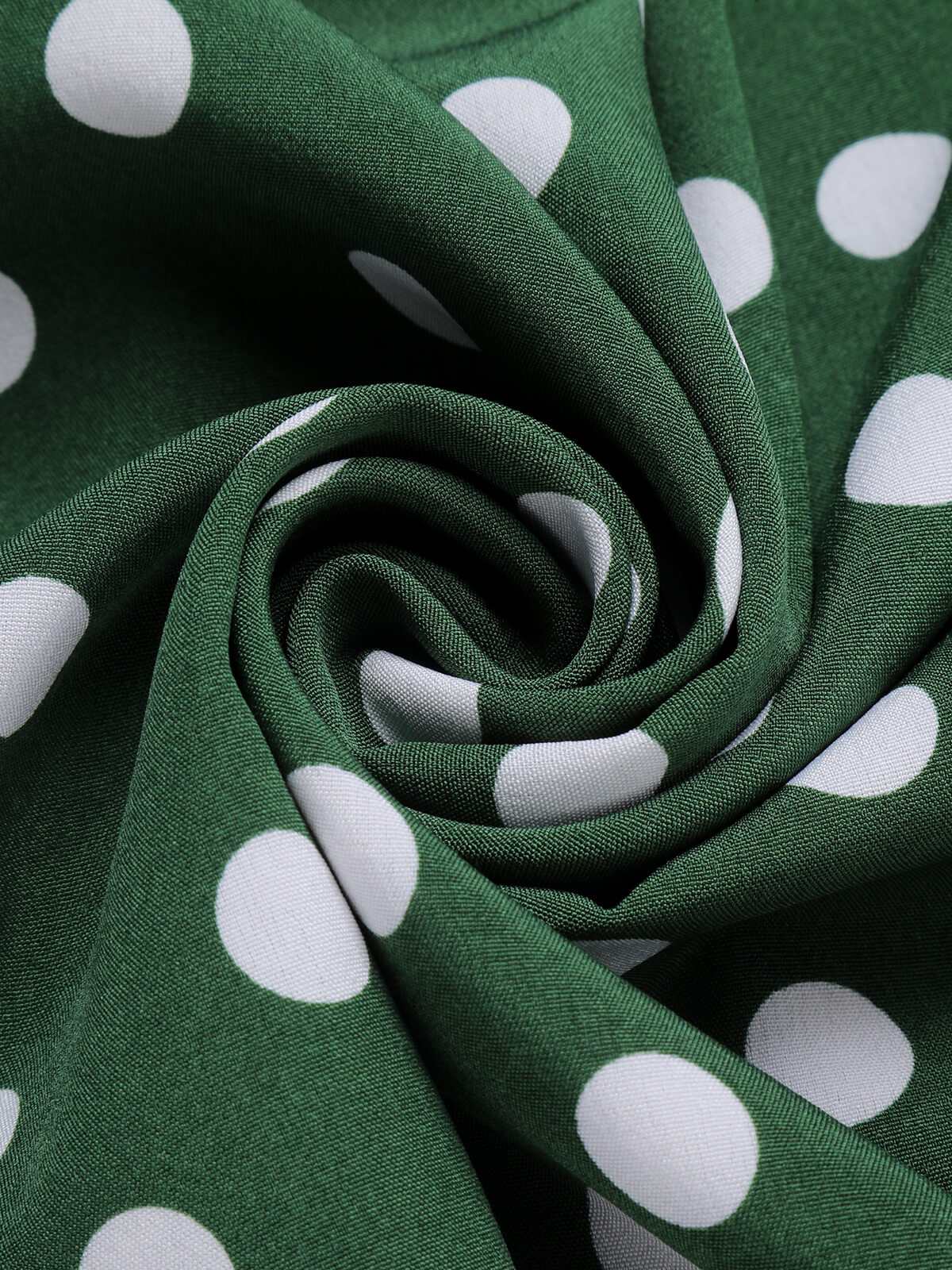 Green Polka Dot Bowknot Patchwork Dress