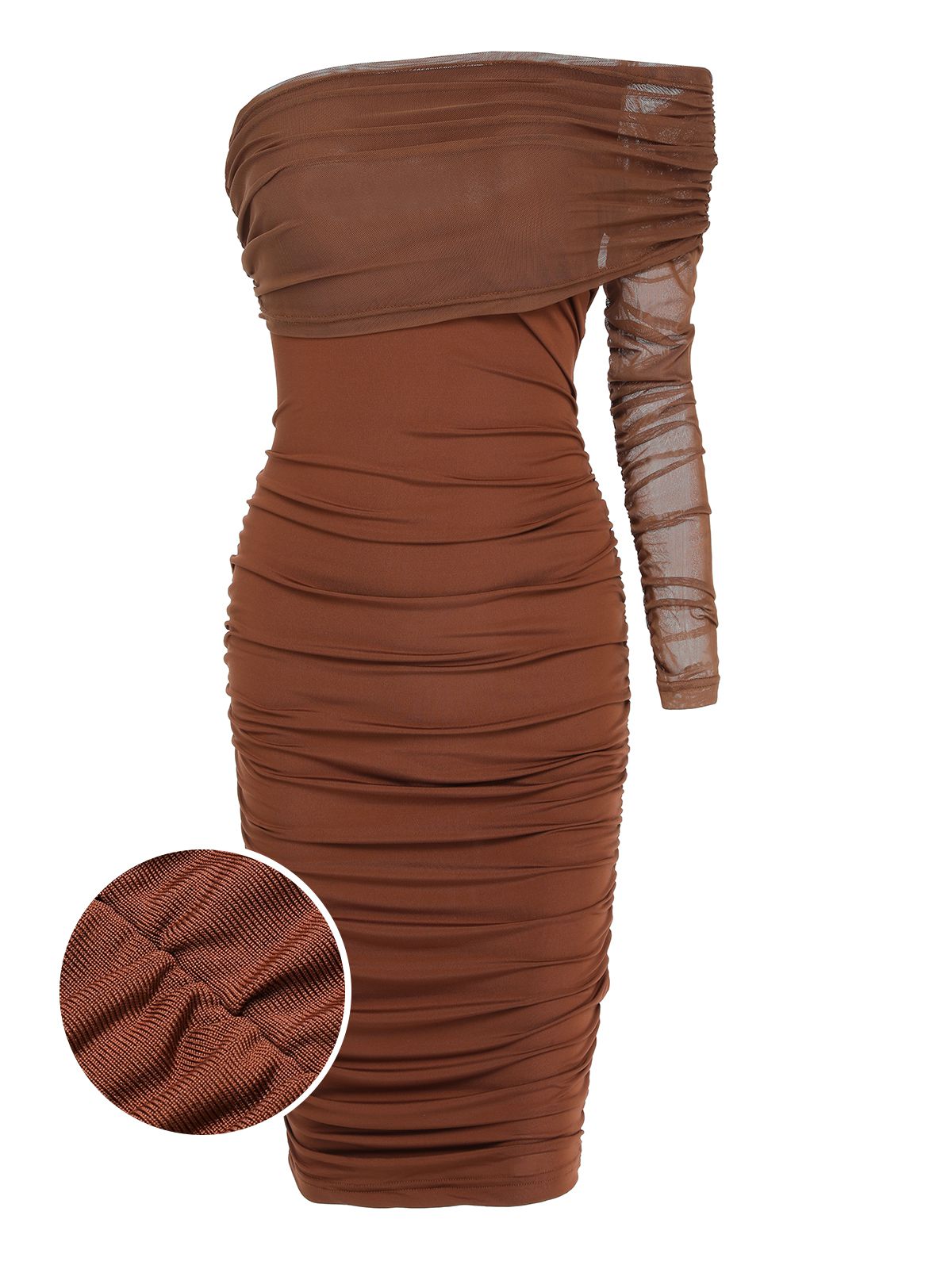 Solid Mesh Pleated Hip Dress